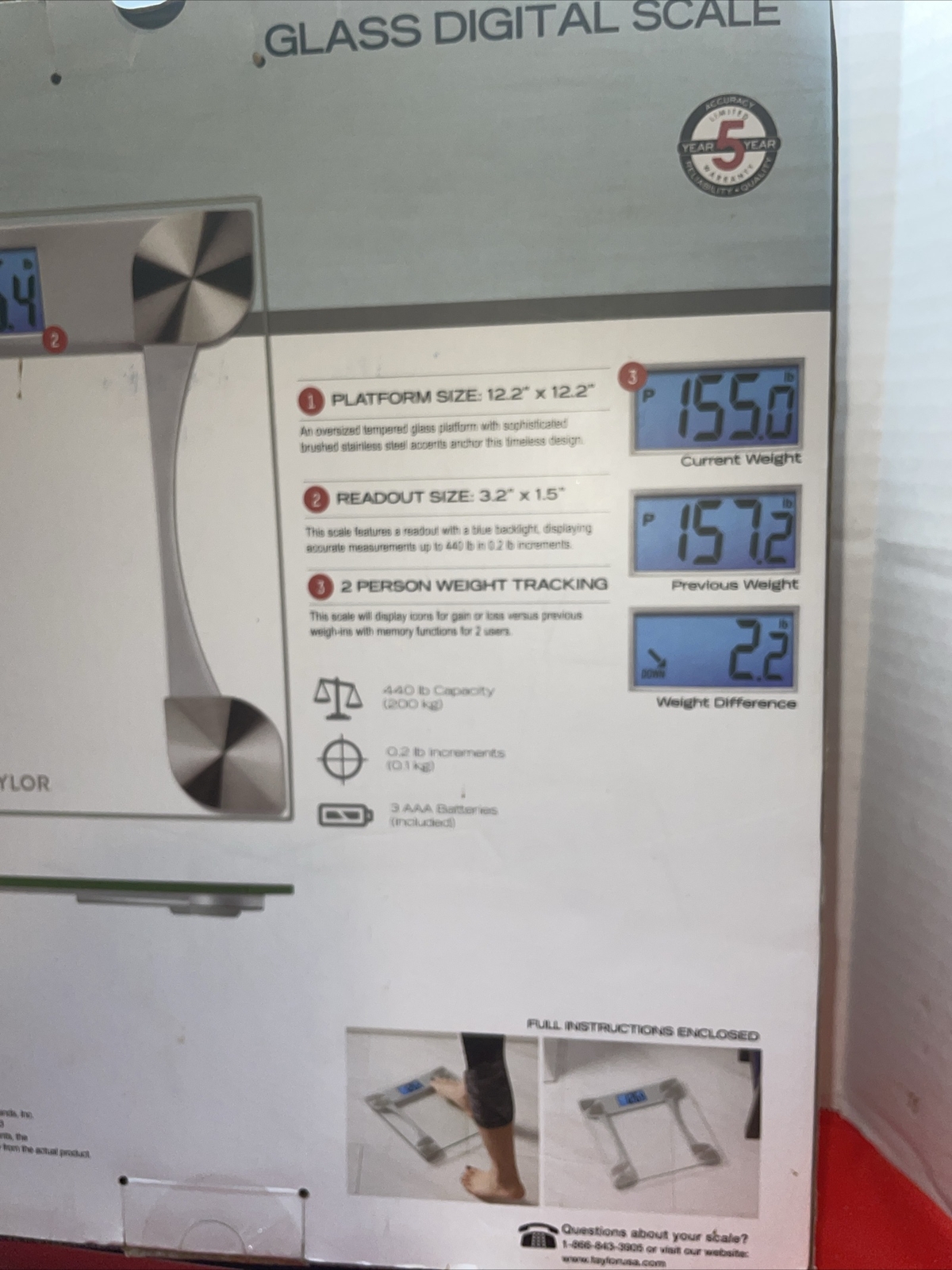 Taylor 7595W Digital Glass Scale With Weight Tracking – LN™