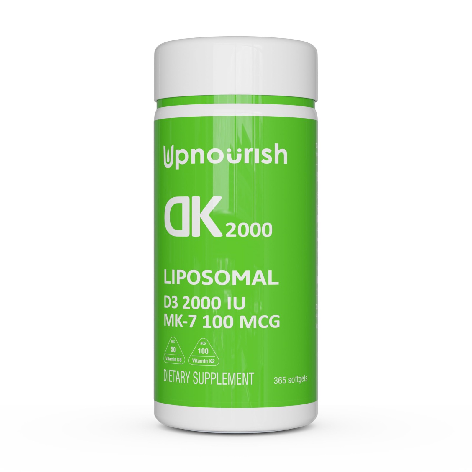 UpNourish Liposomal Vitamin D3 K2 2000 IU with MK-7 365 Count (Pack of 1)