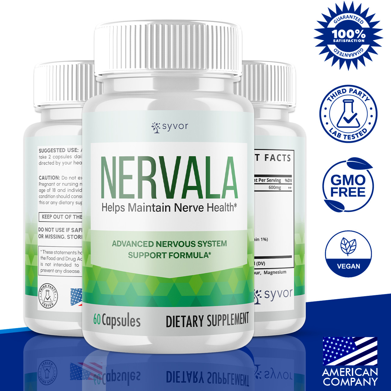 (5 Pack) Nervala Nerve Nootropic All Natural Super Nerve Supplement 300 Capsules