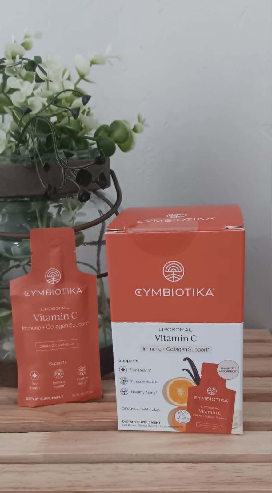 CYMBIOTIKA LIPOSOMAL Vitamin C-IMMUNE + COLLAGEN SUPPORT-Exp 05/2027 -12 pkt New