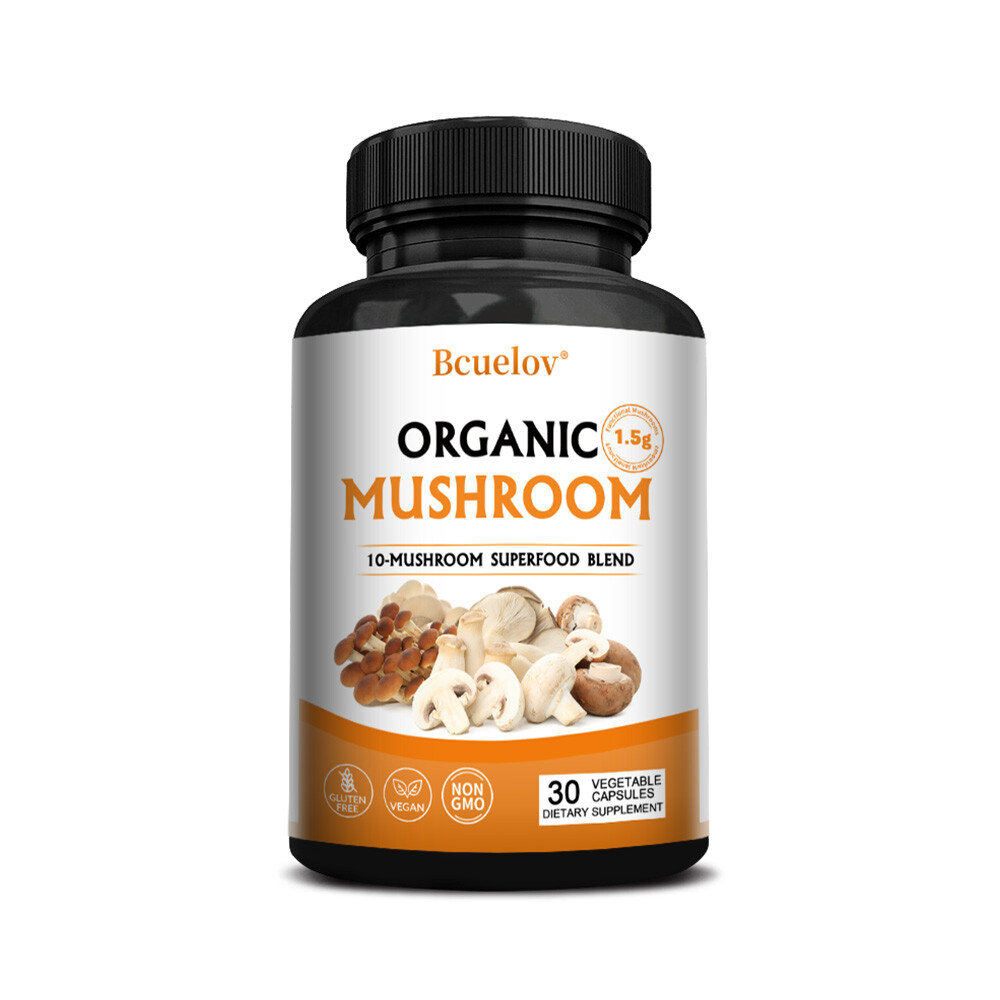 Mushroom Complex Supplements Immunity Focus Anti-Aging Antioxidants 30-120 Caps