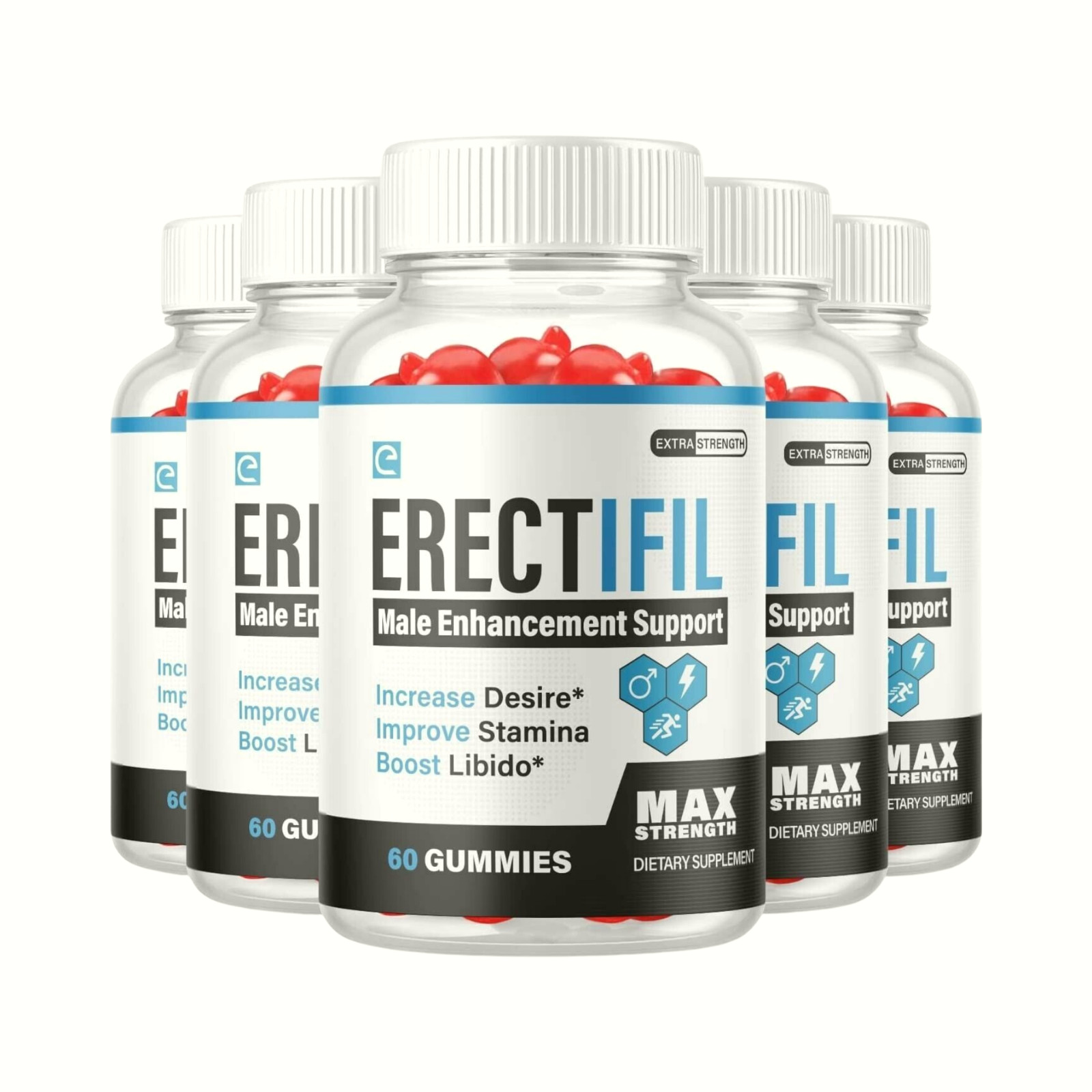 5-Pack Erectifil Gummies – All Natural Support For Men – 300 Gummies