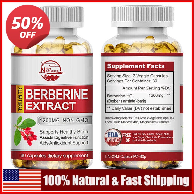 3 Packs Berberine 1200mg High Absorption For Blood Sugar Immune 3 Months Supply
