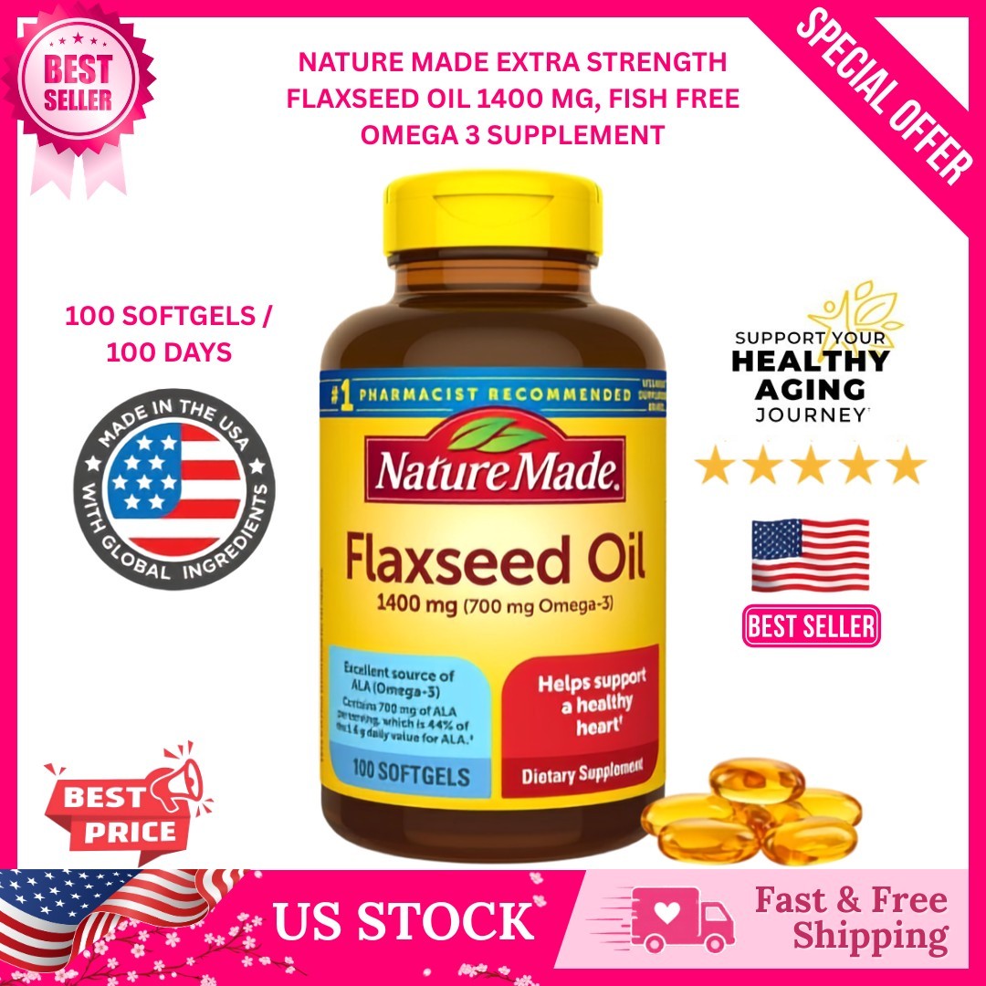 Nature Made Flaxseed Oil 1400 mg, 100 Softgels NEW USA STOCK