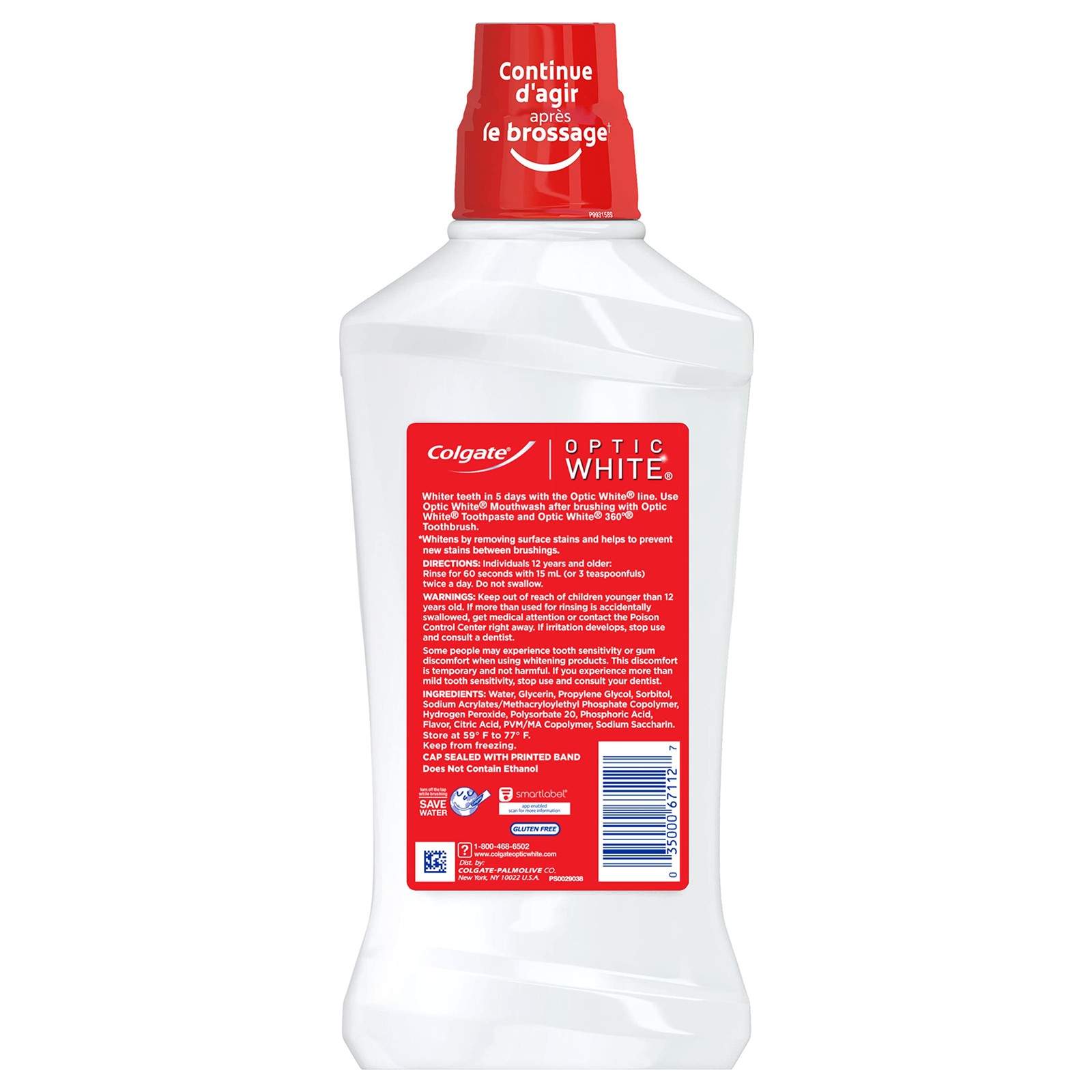 Colgate Optic White Advanced Teeth Whitening 32 Fluid Ounce (3 Pack), Red