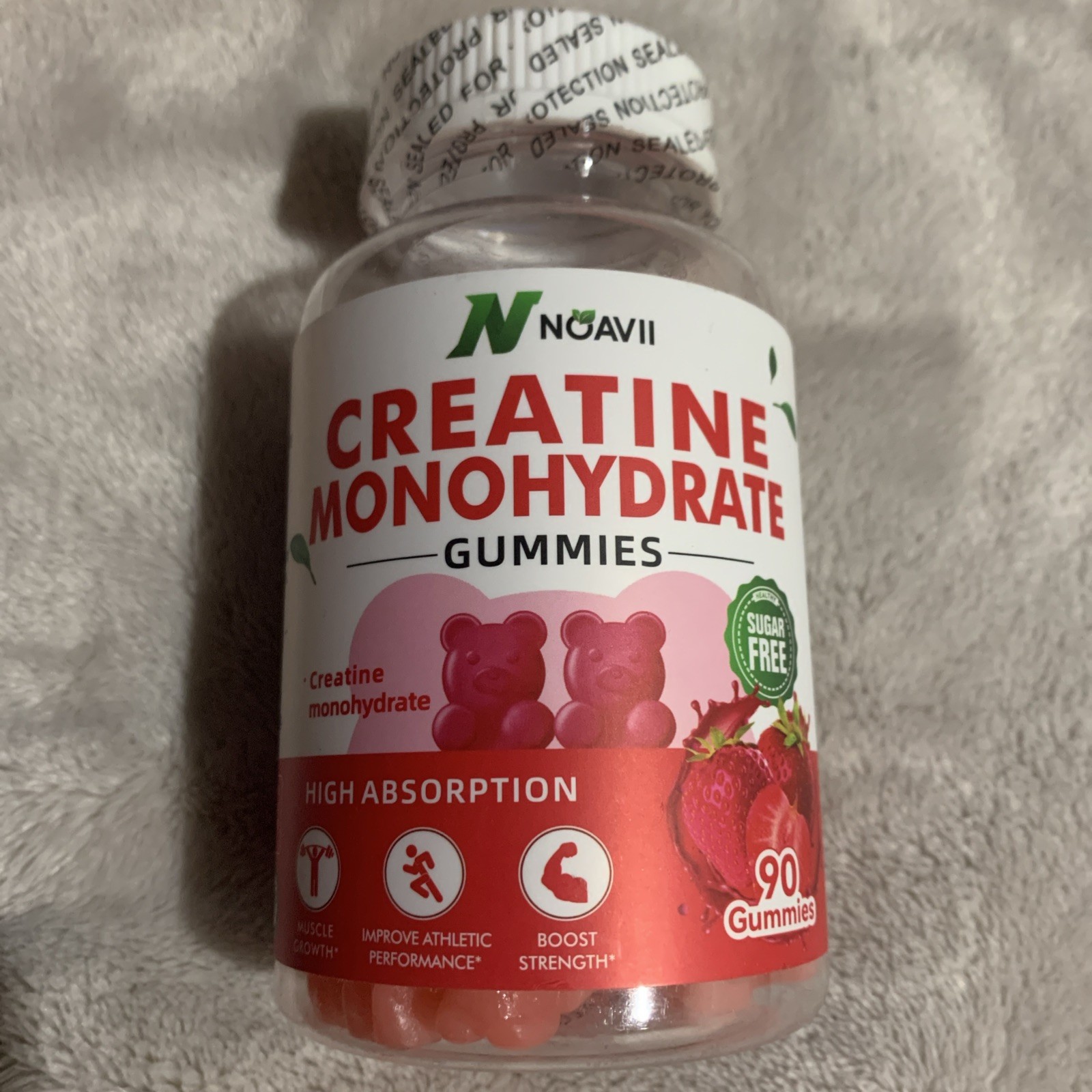 Noavii Creatine Monohydrate Gummies Strawberry Sugar Free 90 count 5/2027