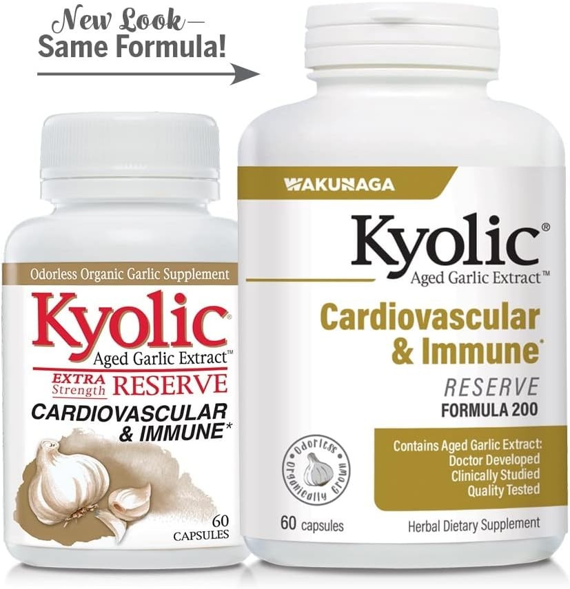 Suplemento cardiovascular de reserva de extracto de ajo envejecido, 120 cápsulas