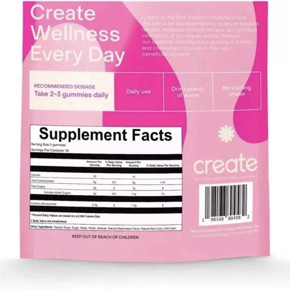 Create Creatine Monohydrate Gummies – All Flavors – 90 Count – NEW & SEALED
