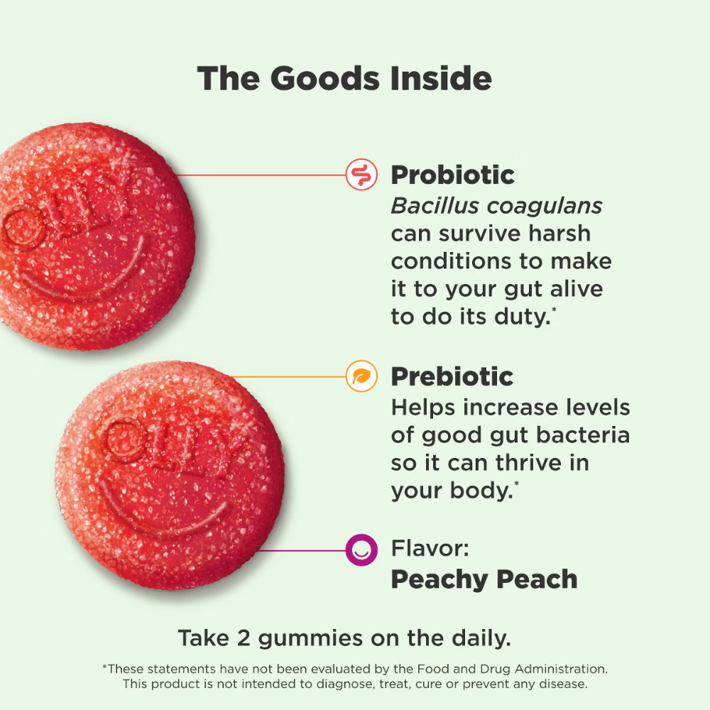 OLLY Probiotic + Prebiotic Gummies – Peachy Peach
