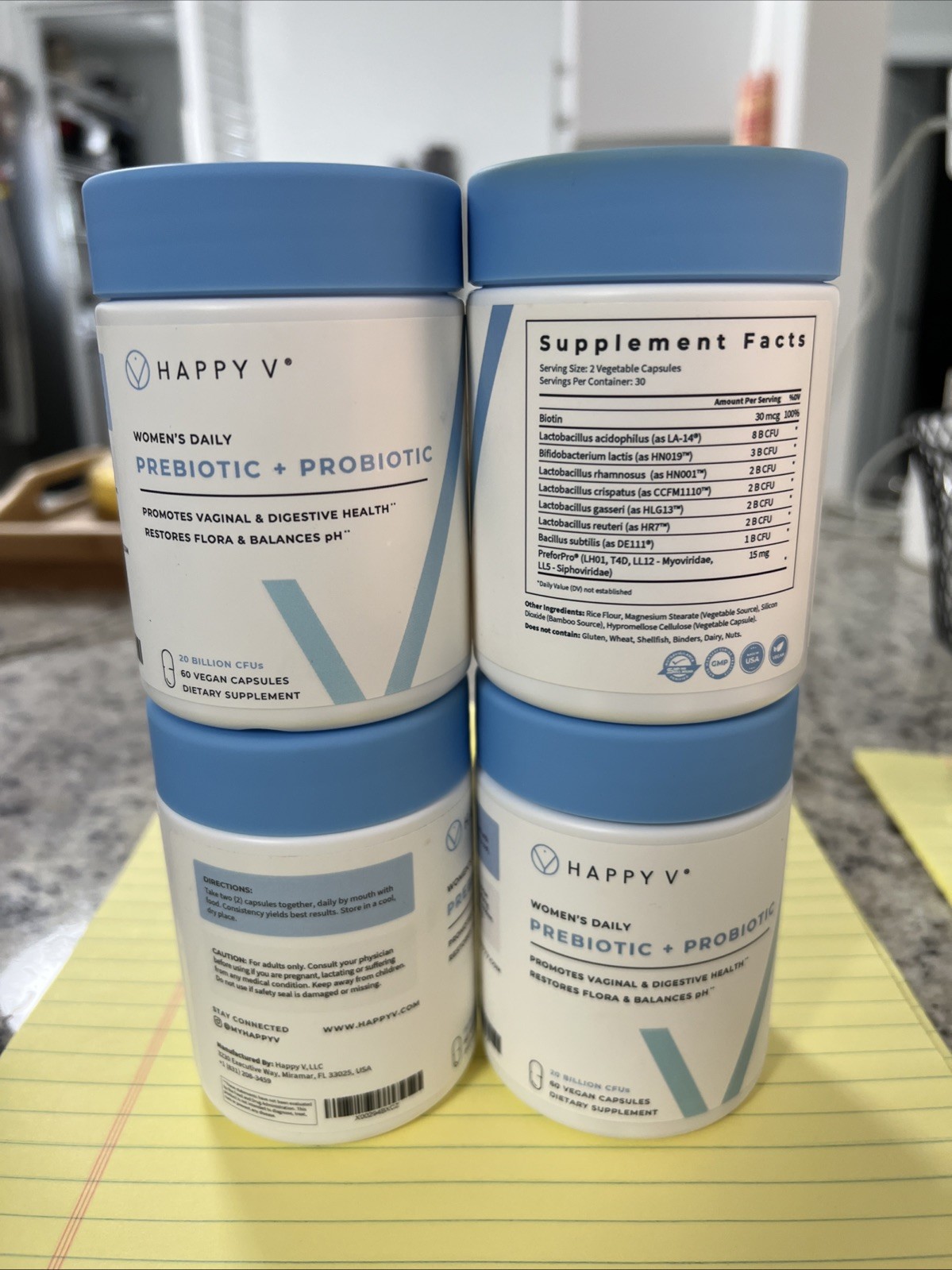Happy V Women’s Daily Prebiotic + Probiotic Bundle, Factory Sealed
