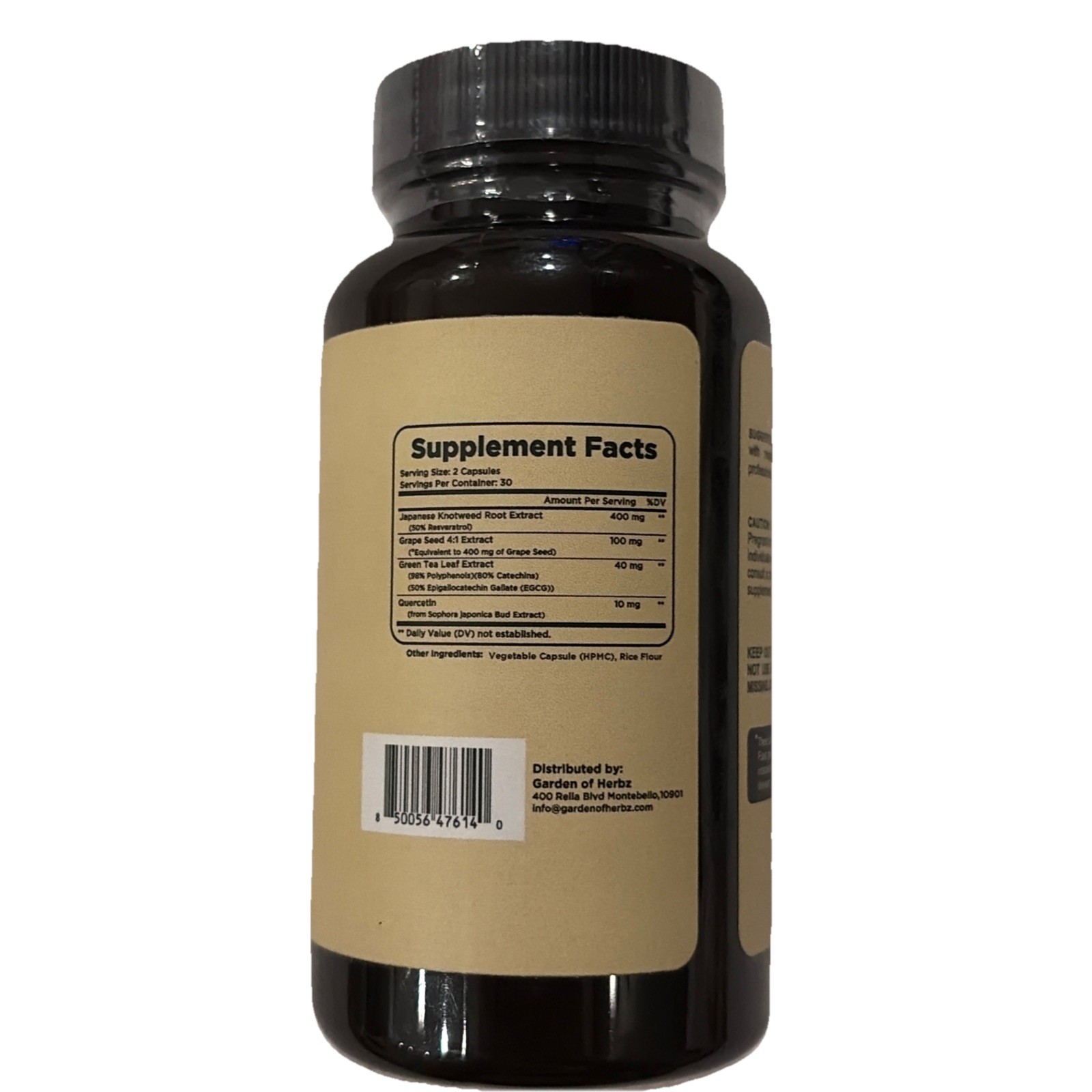 Resveratrol with Green Tea , Quercetin & Grape Seed | 850mg Herbal Blend | 60ct