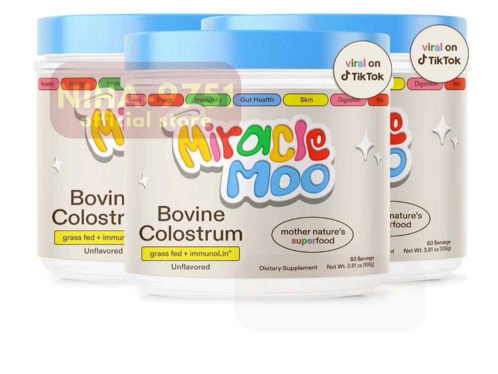 3 PACK OF Miracle Moo Mother Natures Bovine Colostrum 60 SV, Fast SHIPPING