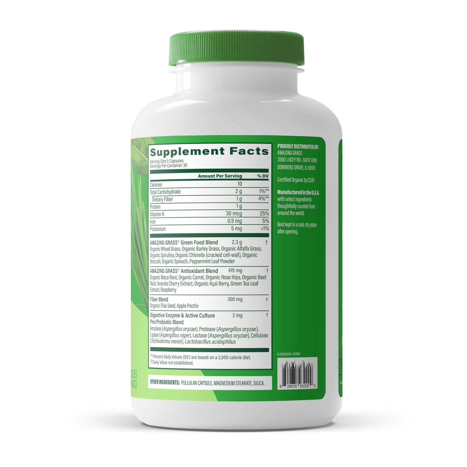 Amazing Grass Super Greens Capsules, Superfood, Greens Pills, Organic Spiruli…