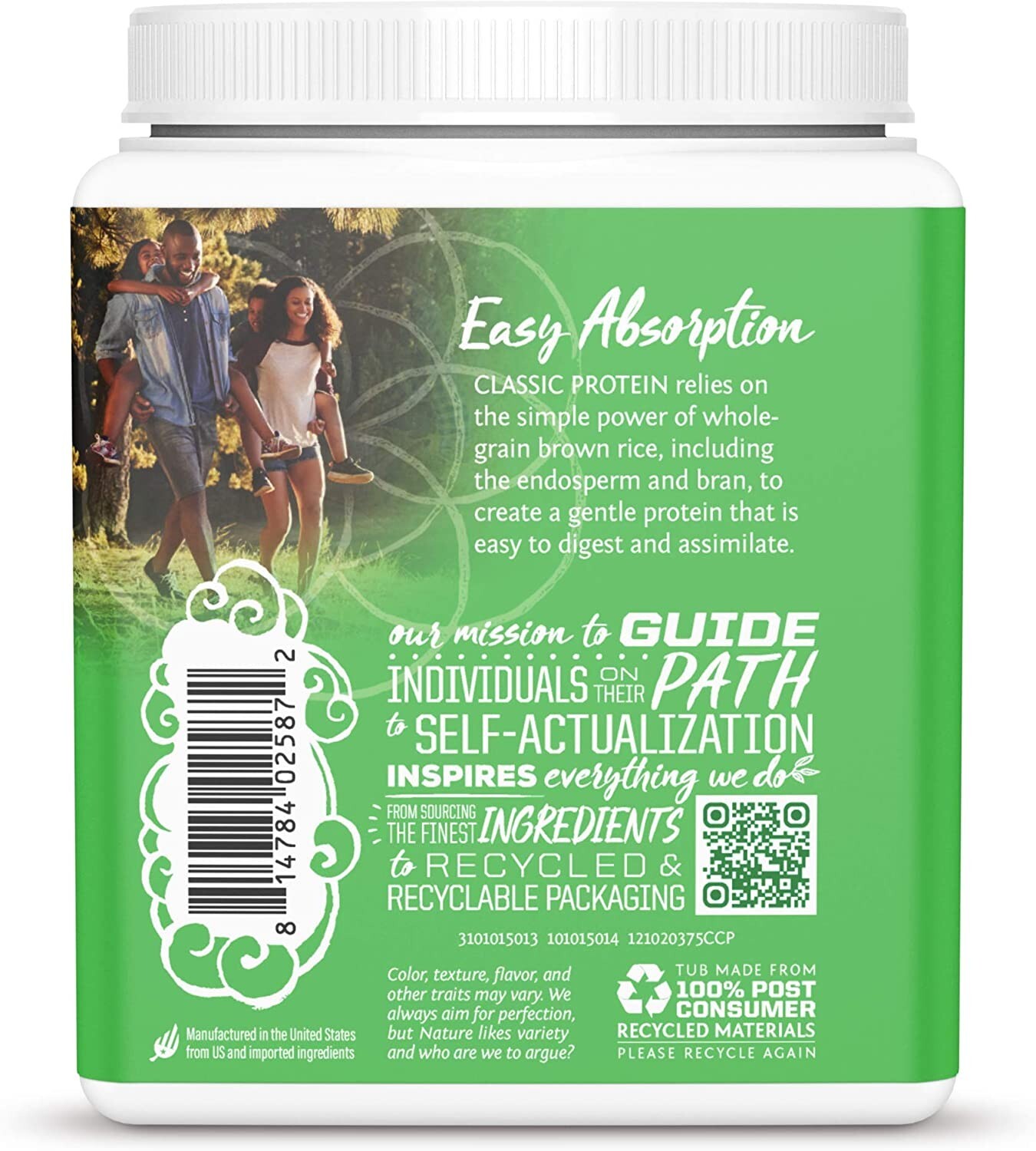 SUNWARRIOR Organic Classic Chocolate Protein, Plant-Based Protein Powder, 375g