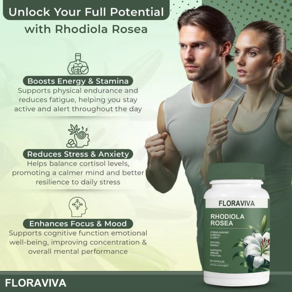 Rosea Rhodiola Capsules – Floravida for Energy, Focus, Mood