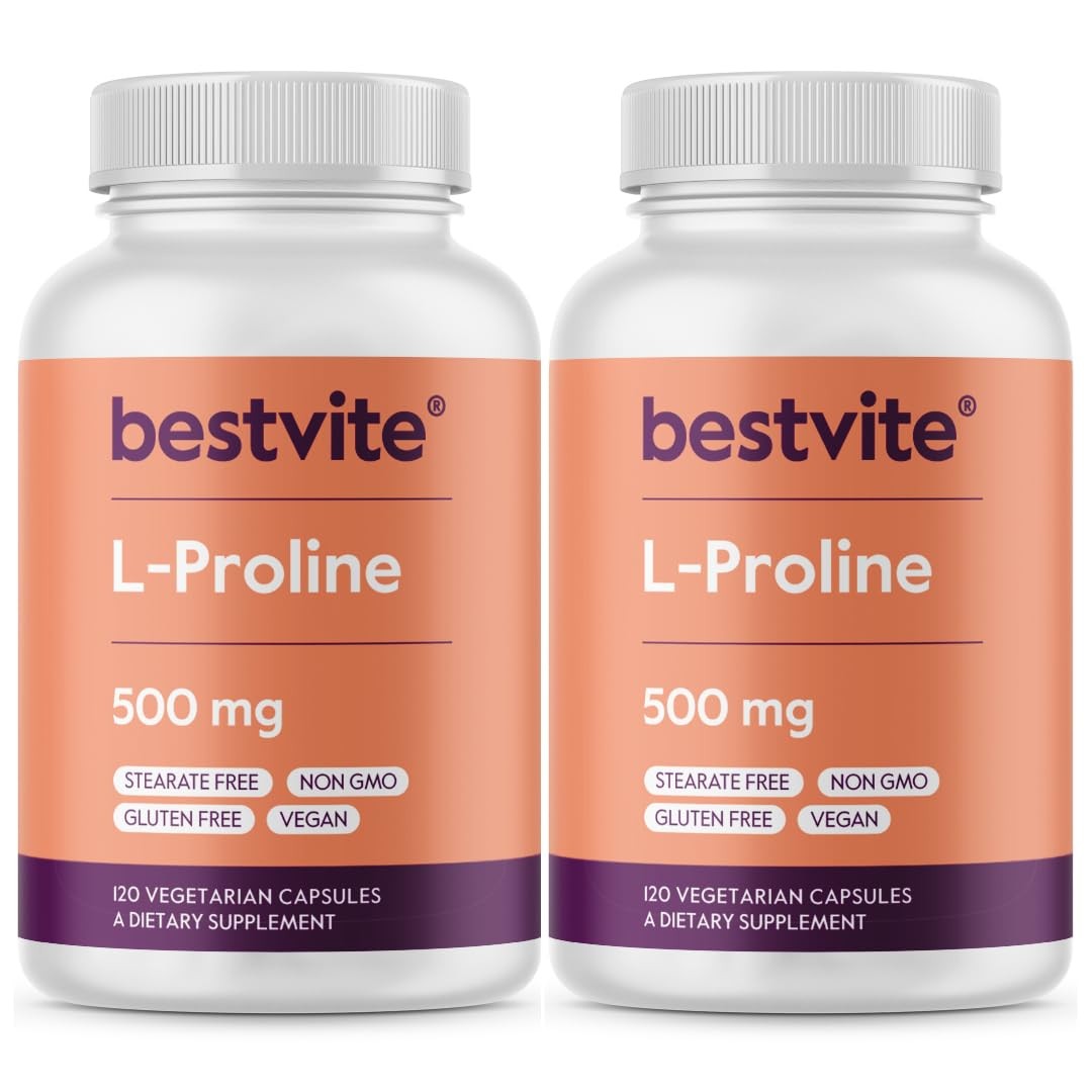 BESTVITE LProline 500mg 240 Vegetarian Capsules 120 x 2 No Stearates No Fil…