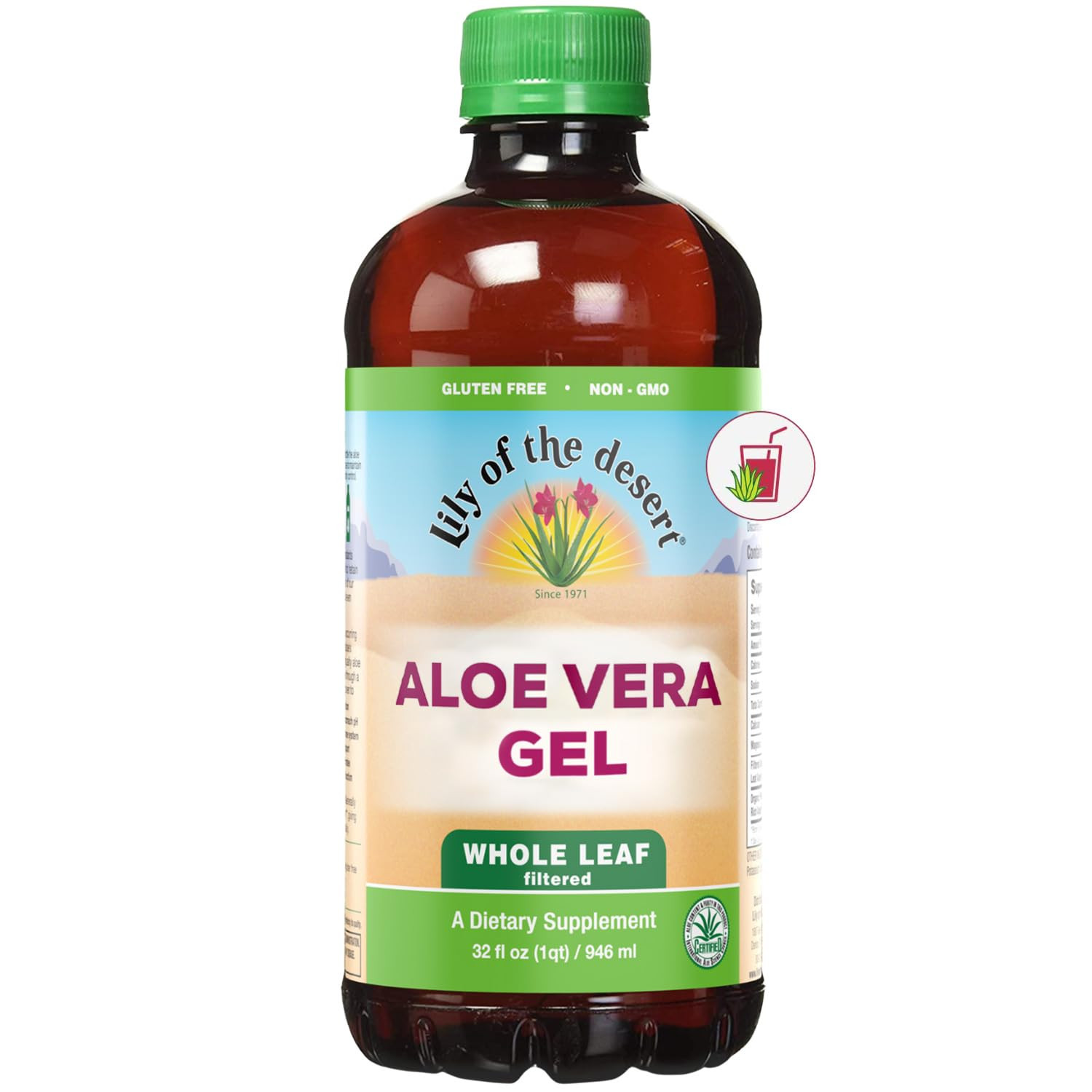 Lily of the Desert Aloe Vera Gel Juice for Gut Health Vegan Non GMO 16oz