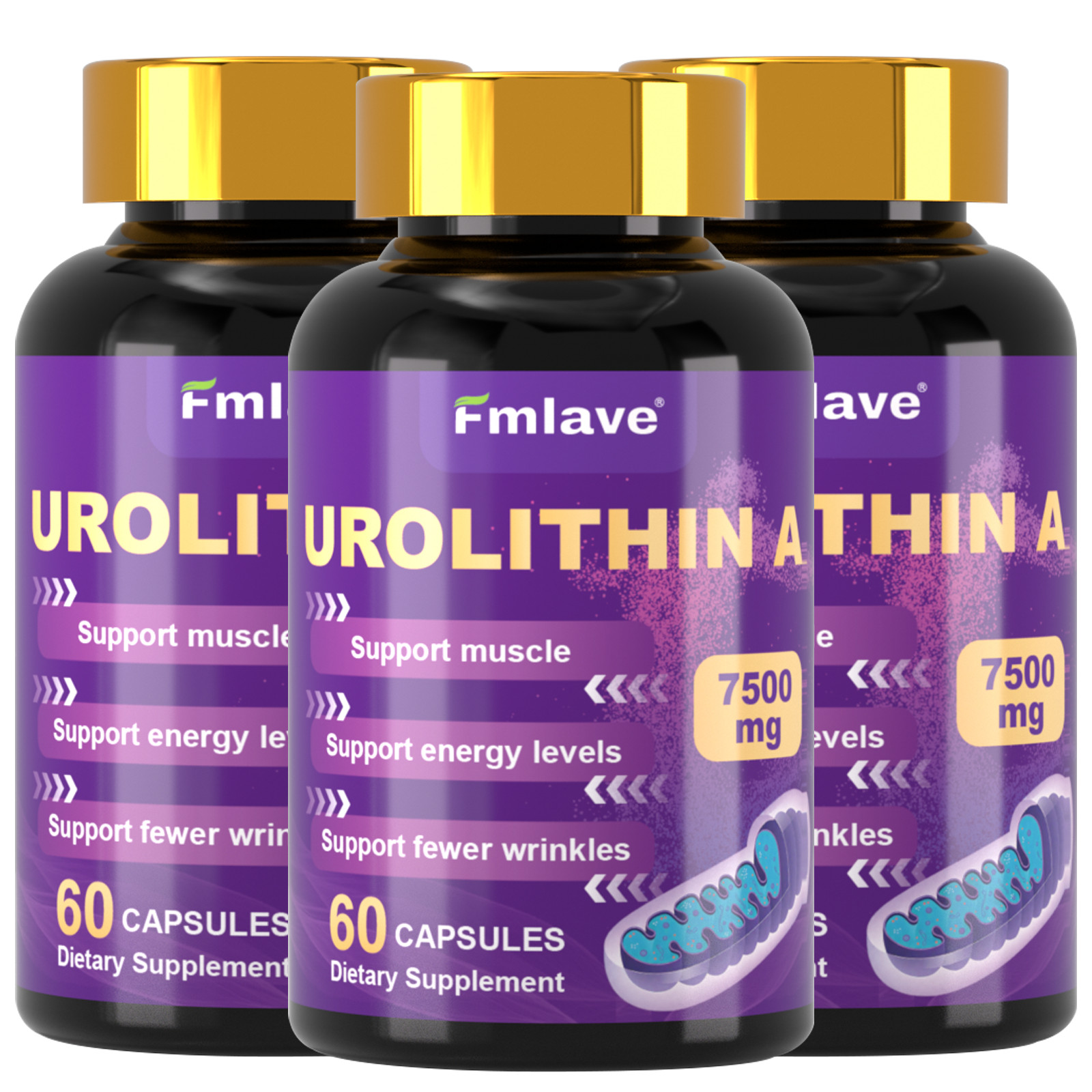 3x Urolithin A 500mg Healthy Aging Antioxidants Mitochondrial Mitophagy 180 caps