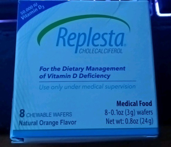 Replesta 50,000 IU Vitamin D3, Chewable Wafer, Natural Orange Flavor, 8 count