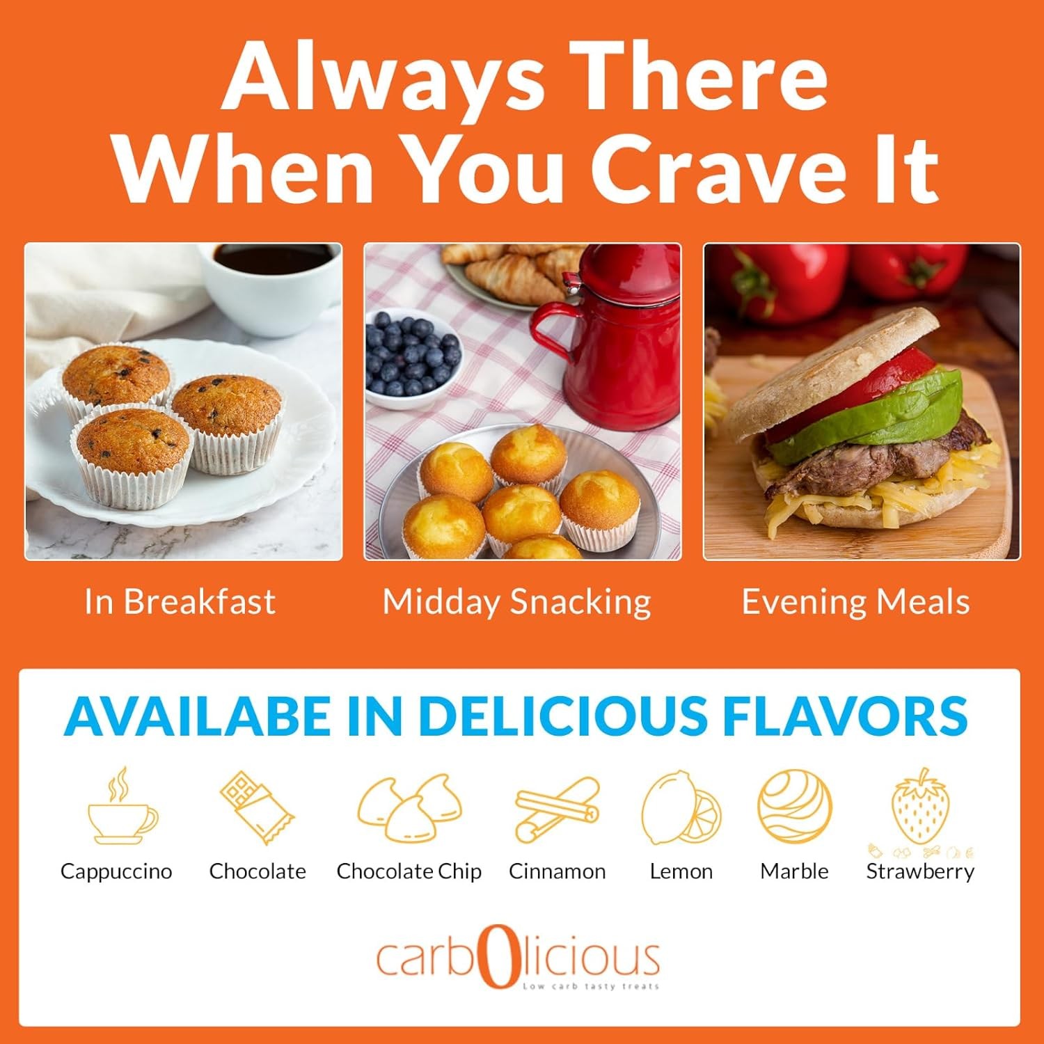 Carbolicious Low Carb Chocolate Muffins 6 Pcs (1-Pack) Sugar free, Keto Friendly