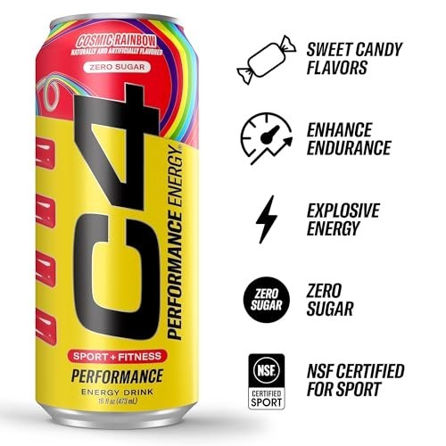 Zero Sugar Cosmic Rainbow Energy Drink | 200mg Caffeine Pre-Workout | 12 Pack