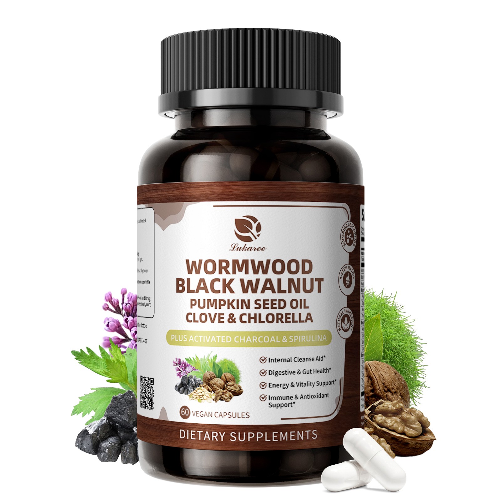 Parasite Cleanser Natural Detox Cleanse | Wormwood, Black Walnut, Clove 120 Caps