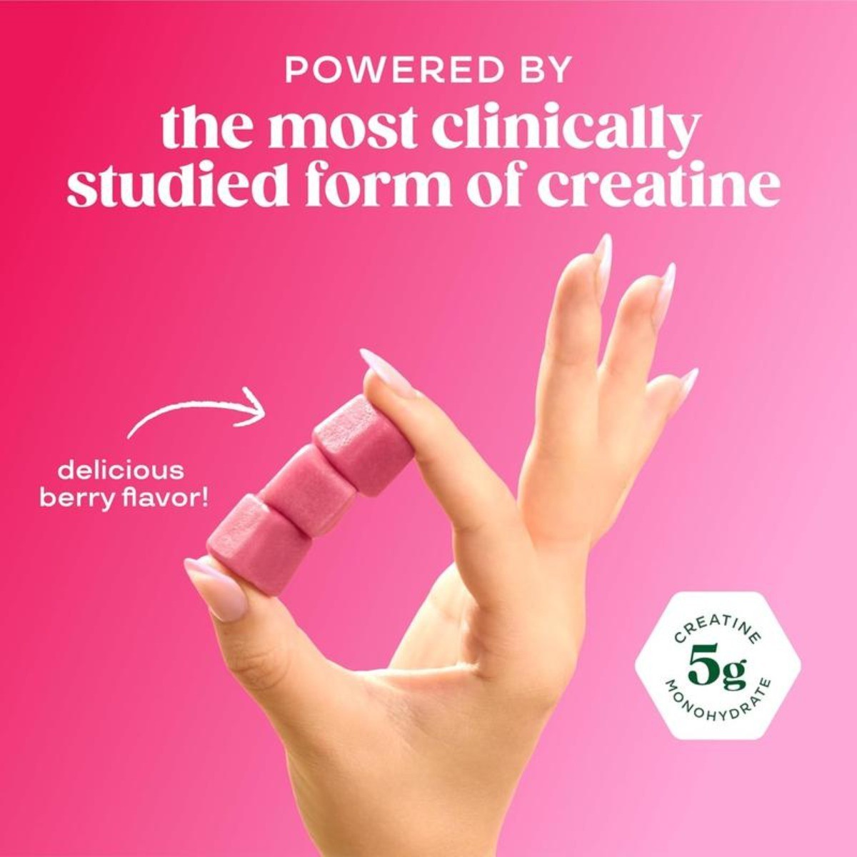Bloom Sugar Free Creatine Gummies 5g – Monohydrate for Strength,Berry,36 Gummies