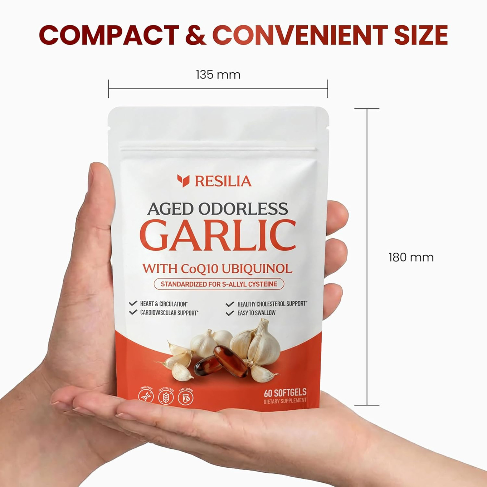 Resilia Garlic Extract 600mg Softgels (60 Count) – Odorless Aged Garlic Extra…