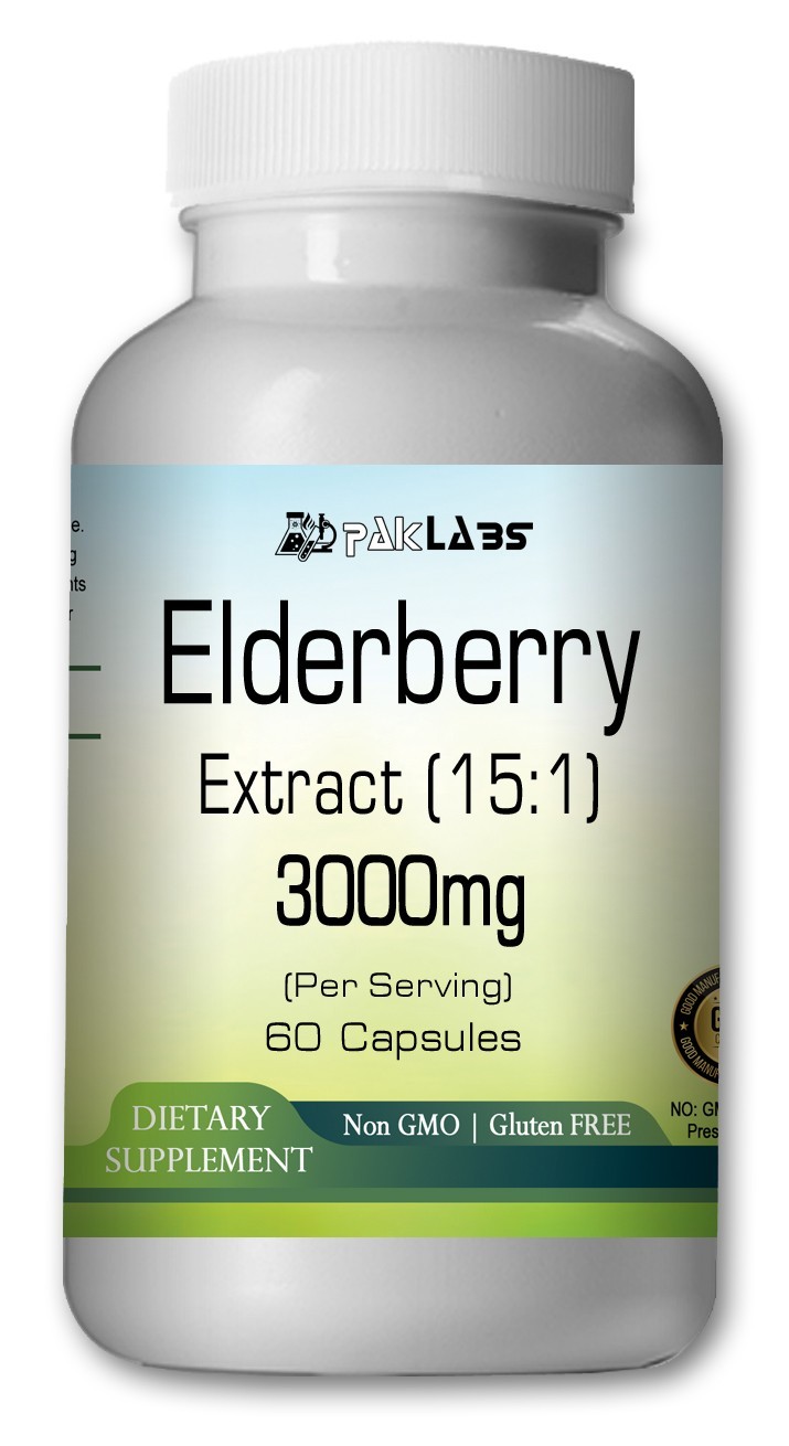 Elderberry Extract Capsules 3000mg Per Serving : High Strength