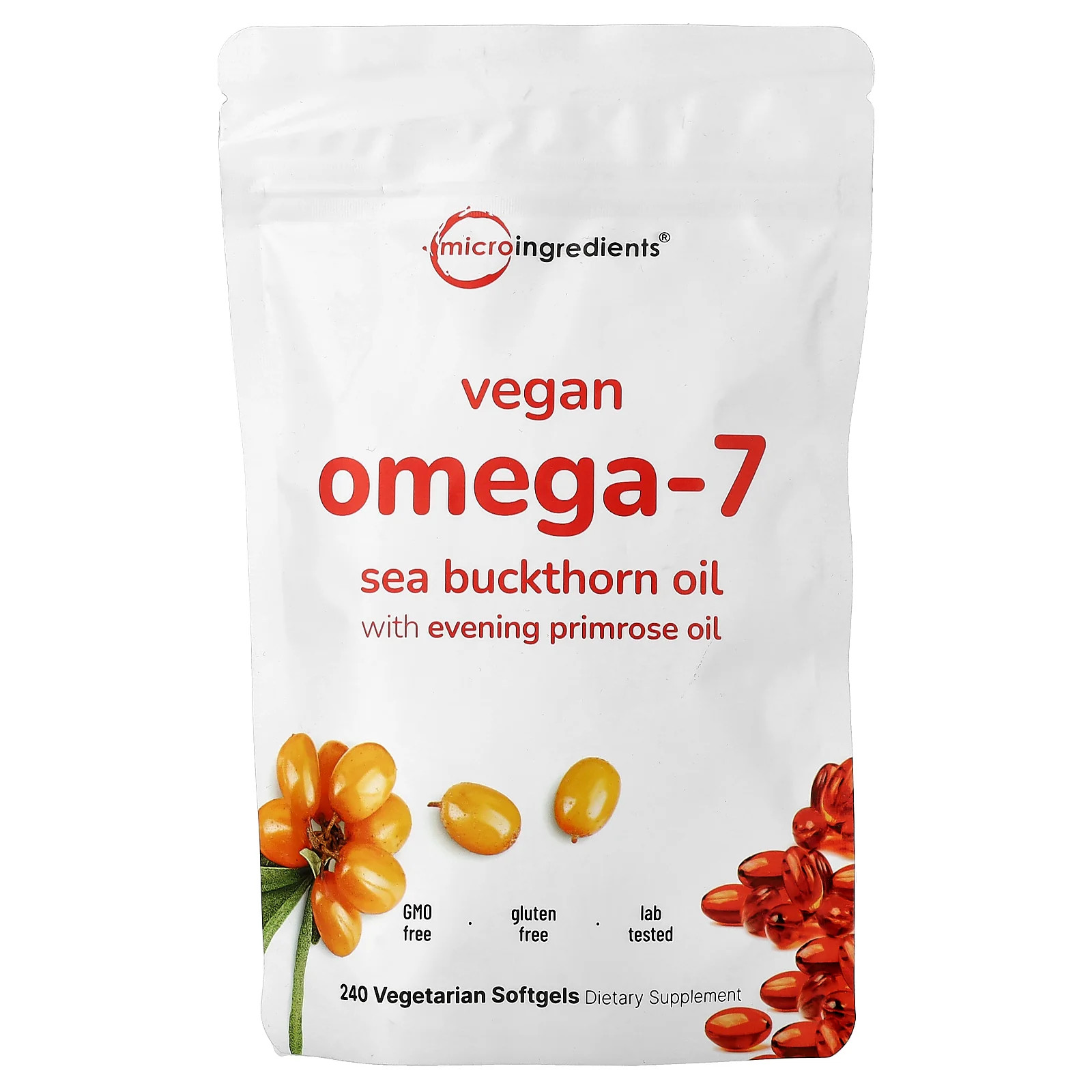 2 X Micro Ingredients, Vegan Omega-7 Sea Buckthorn Oil With Evening Primrose Oi