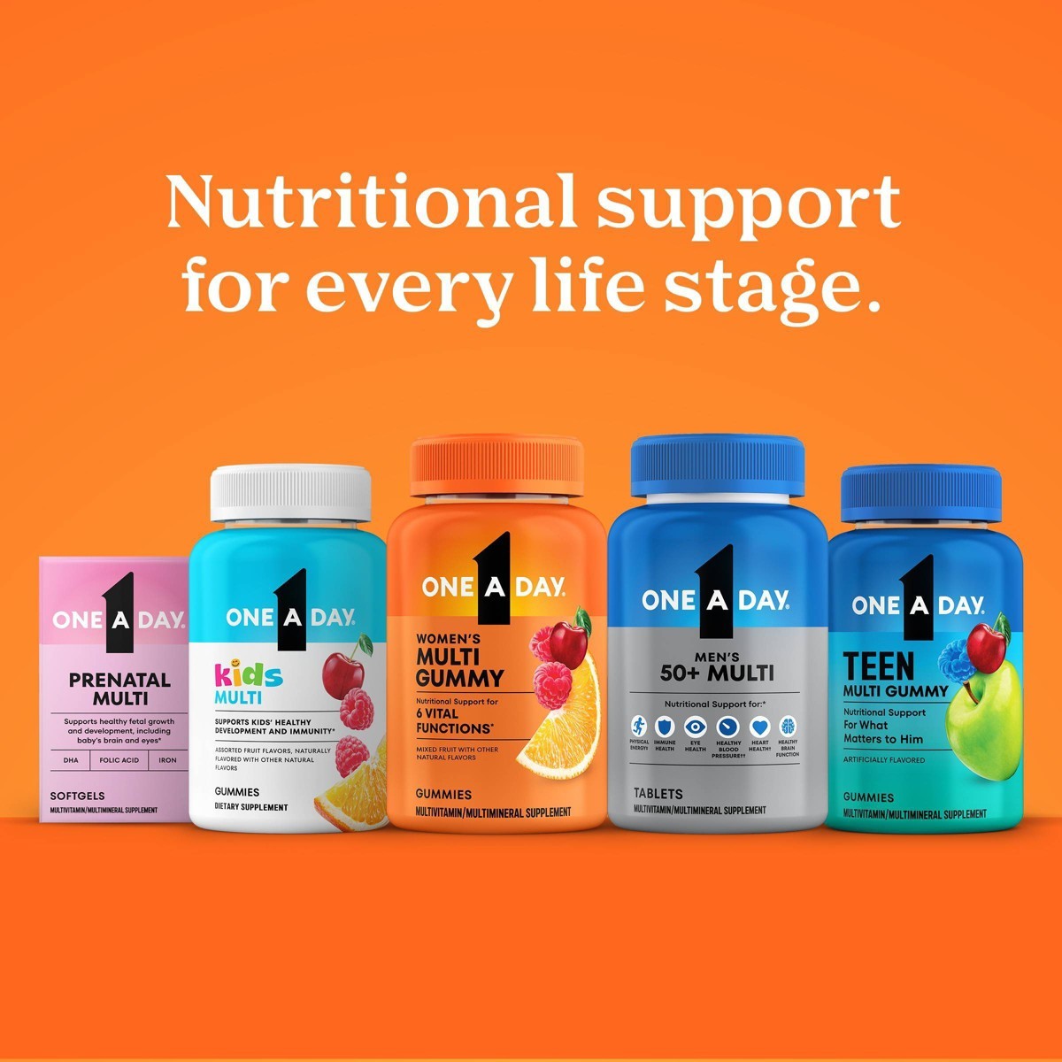 One A Day Teen Multivitamin Gummies for Boys, with B Vitamins – 150ct
