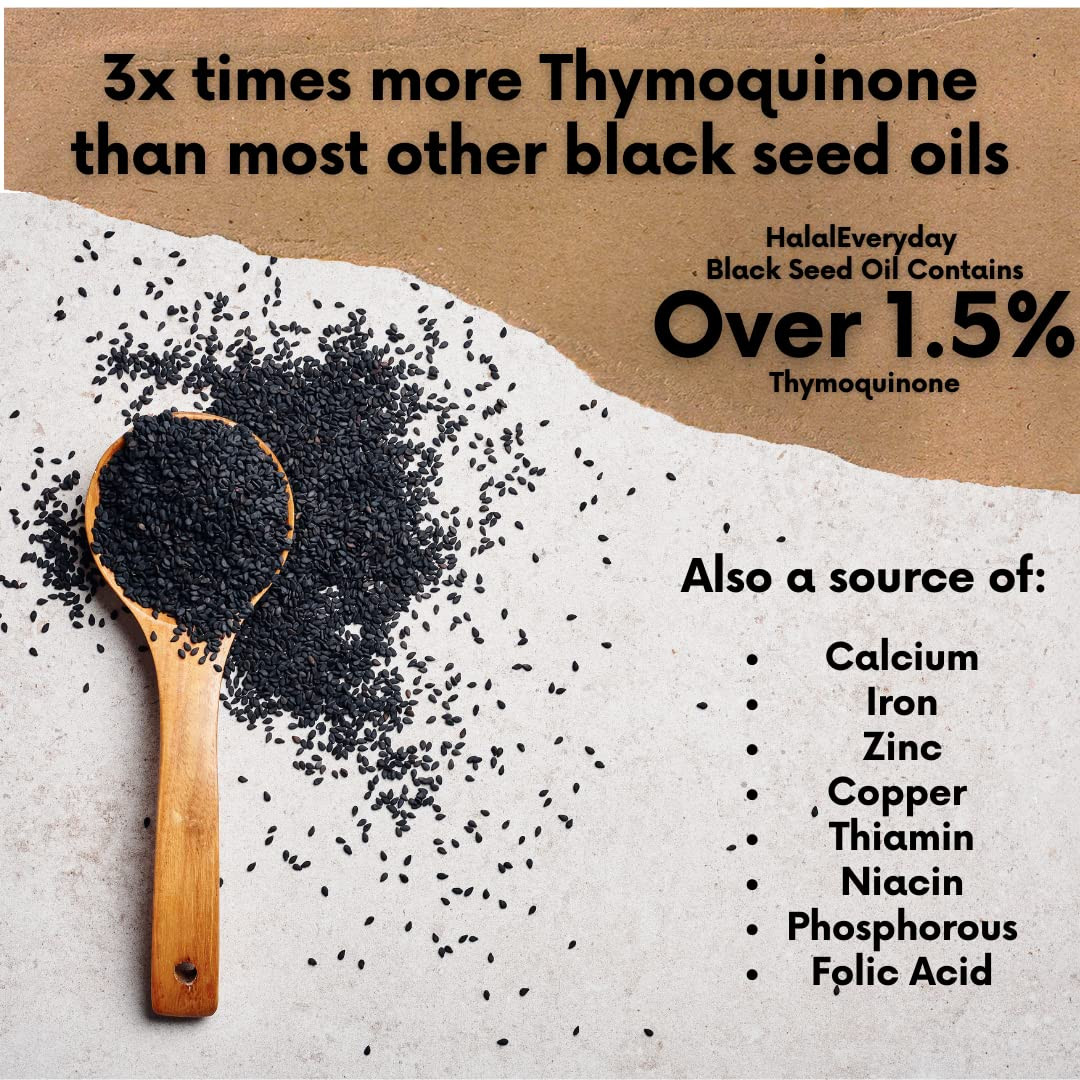 USDA Organic Black Seed Oil Supplement 16 Fl Oz Halal Vegan No Additives