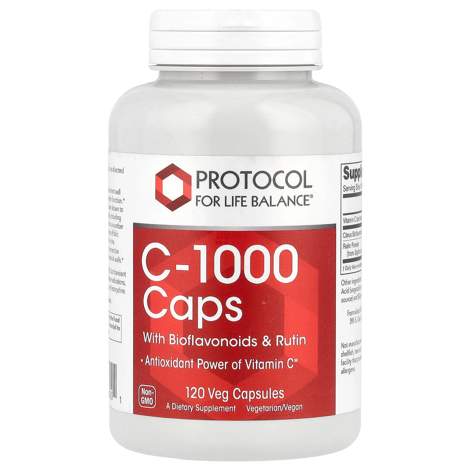2 X Protocol for Life Balance, C-1000 Caps with Bioflavonoids & Rutin, 120 Veg