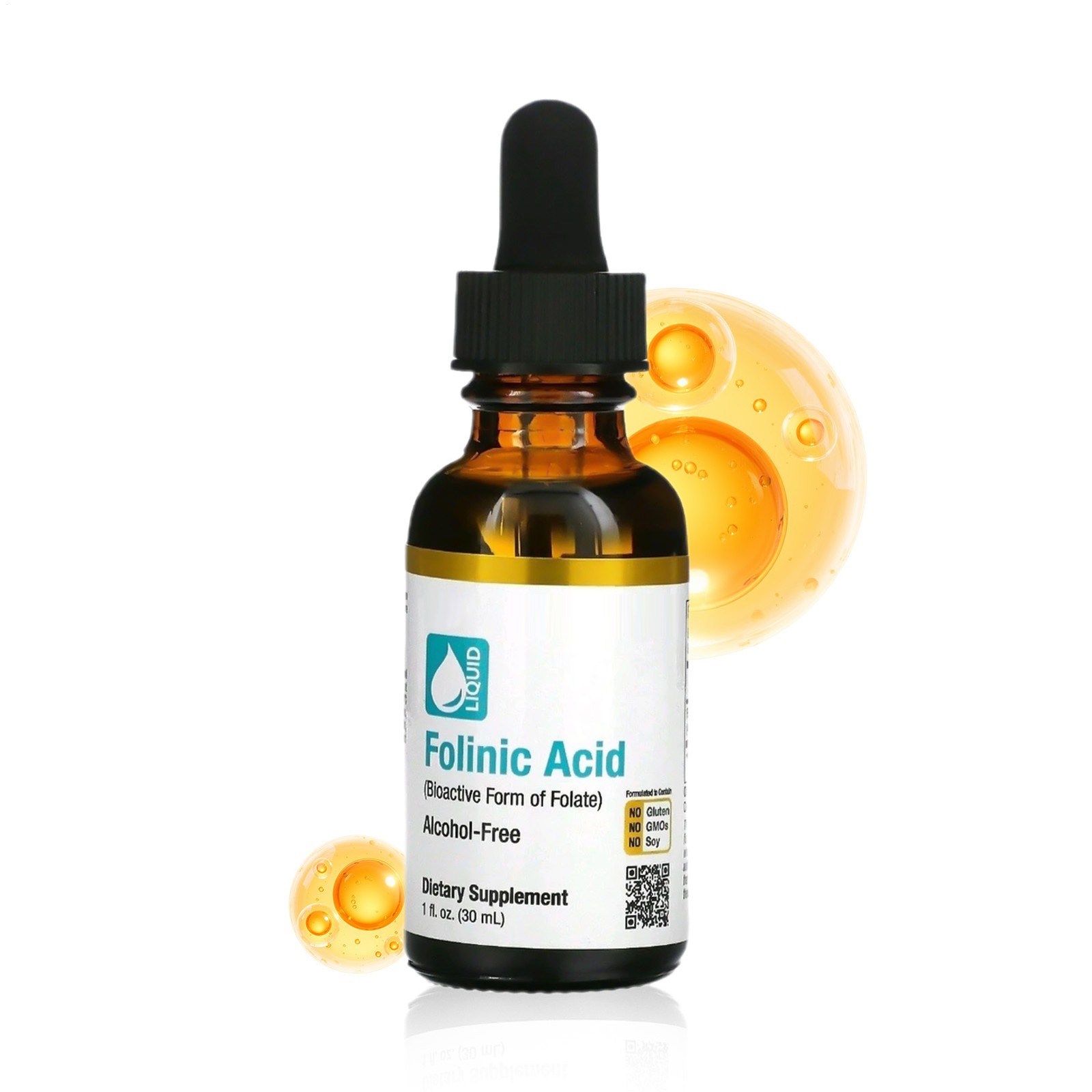 Folinic Acid Supplement Bioactive Folate Liquid Alcohol Free 30ml 2 Pack