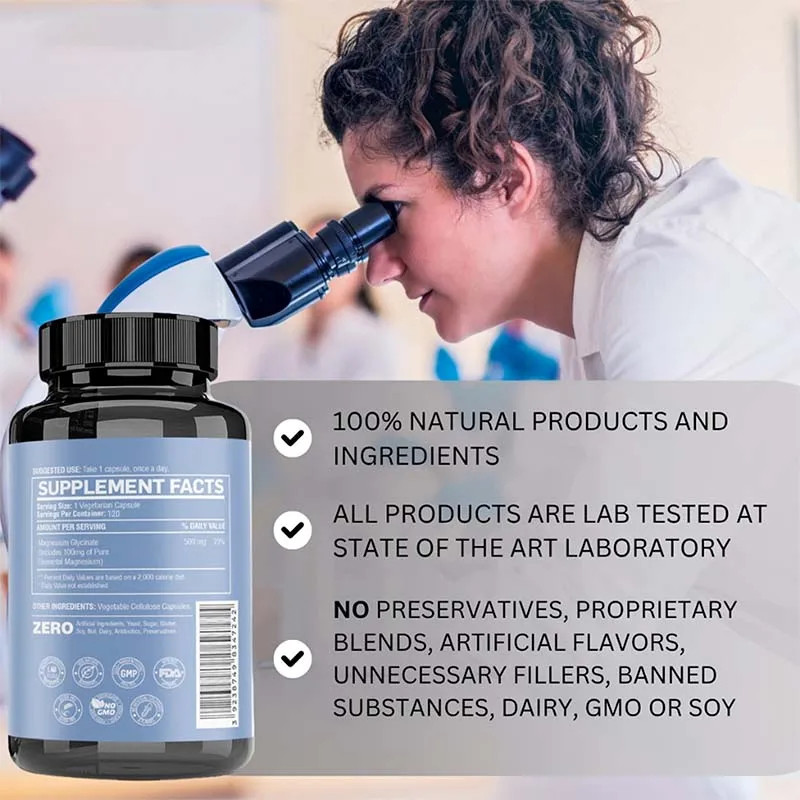 Magnesium Glycinate 120pcs, Reduce Stress, Improve Mood, Support Nervous Health