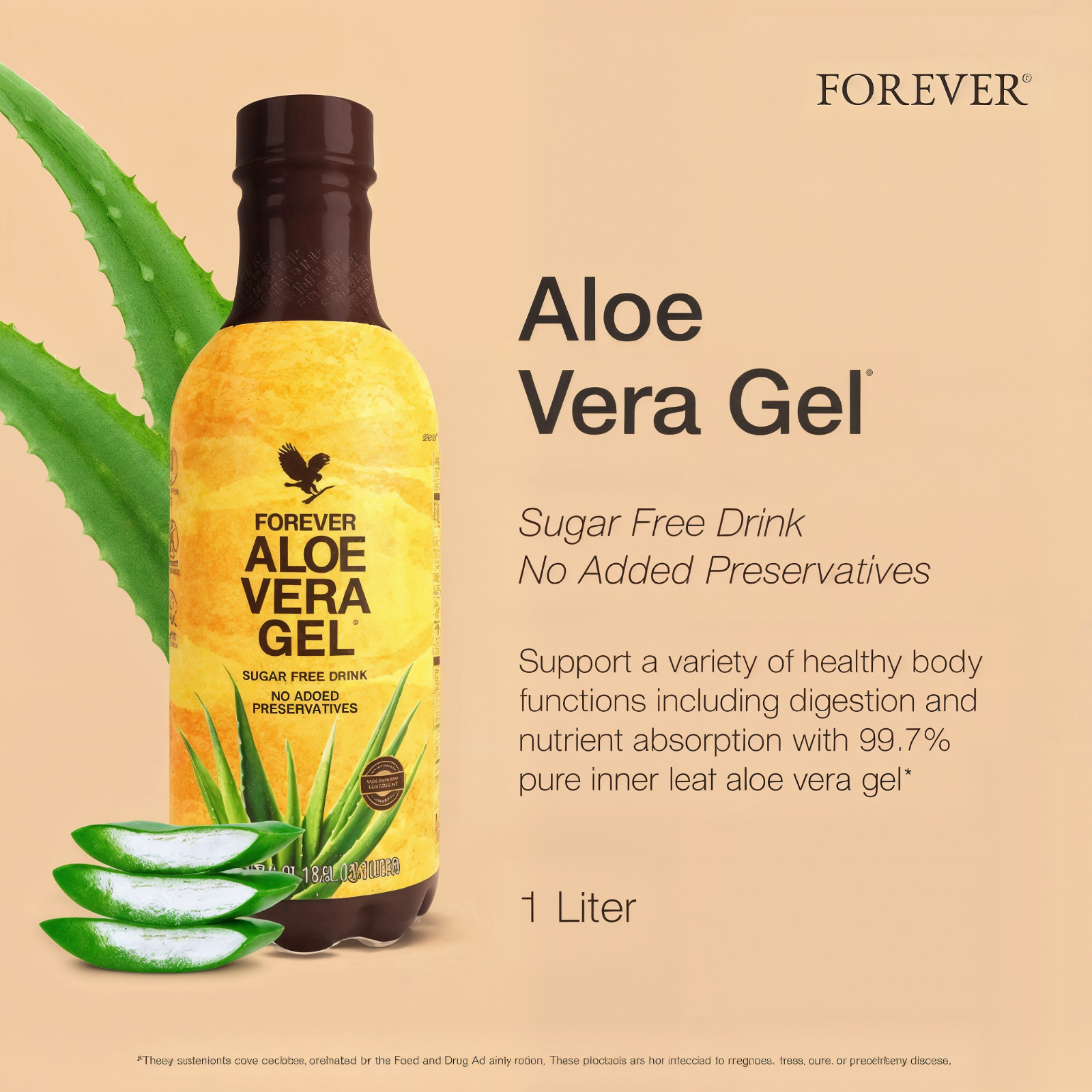Forever Aloe Vera Gel 6 Pack 33.8fl oz Each Pure Drink 99.7% Stabilized 6L Total