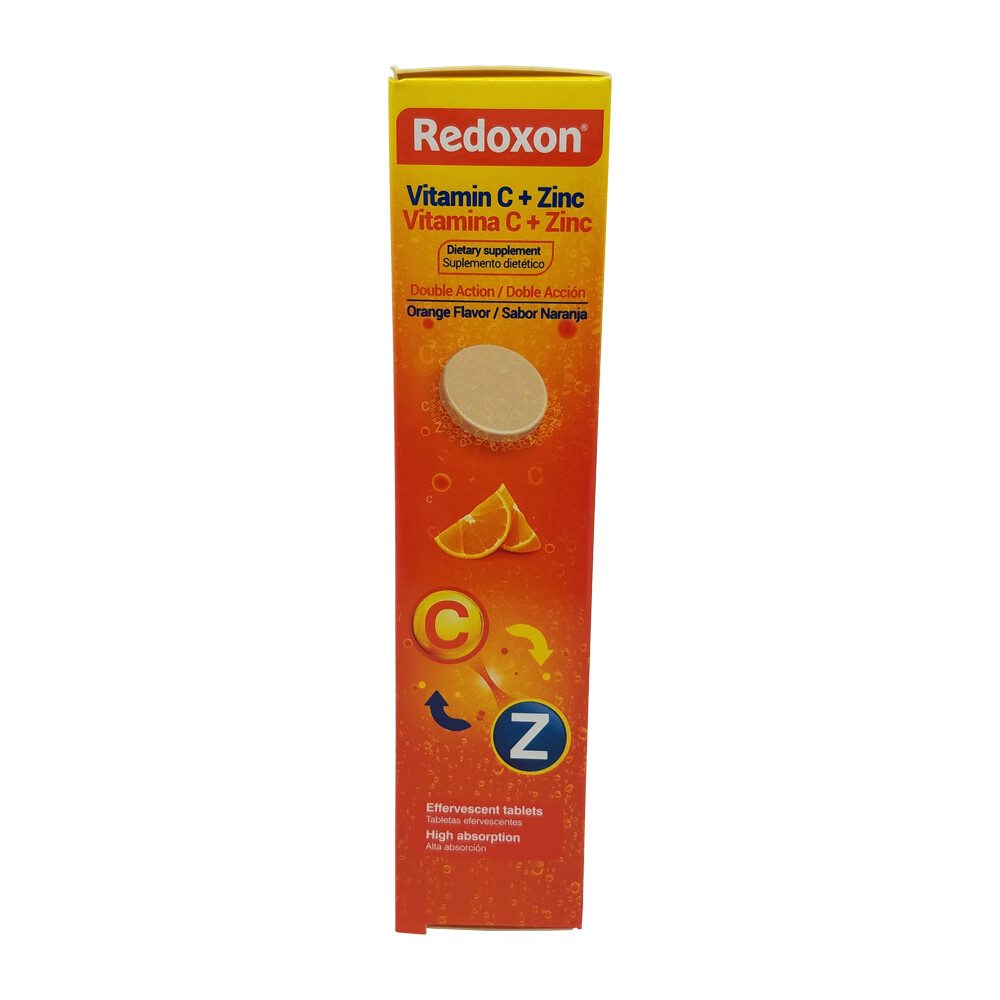 Redoxon Vitamin C with Zinc, Orange flavored, 20 Ct, 2.82 oz / 80 gr. Pack of 2