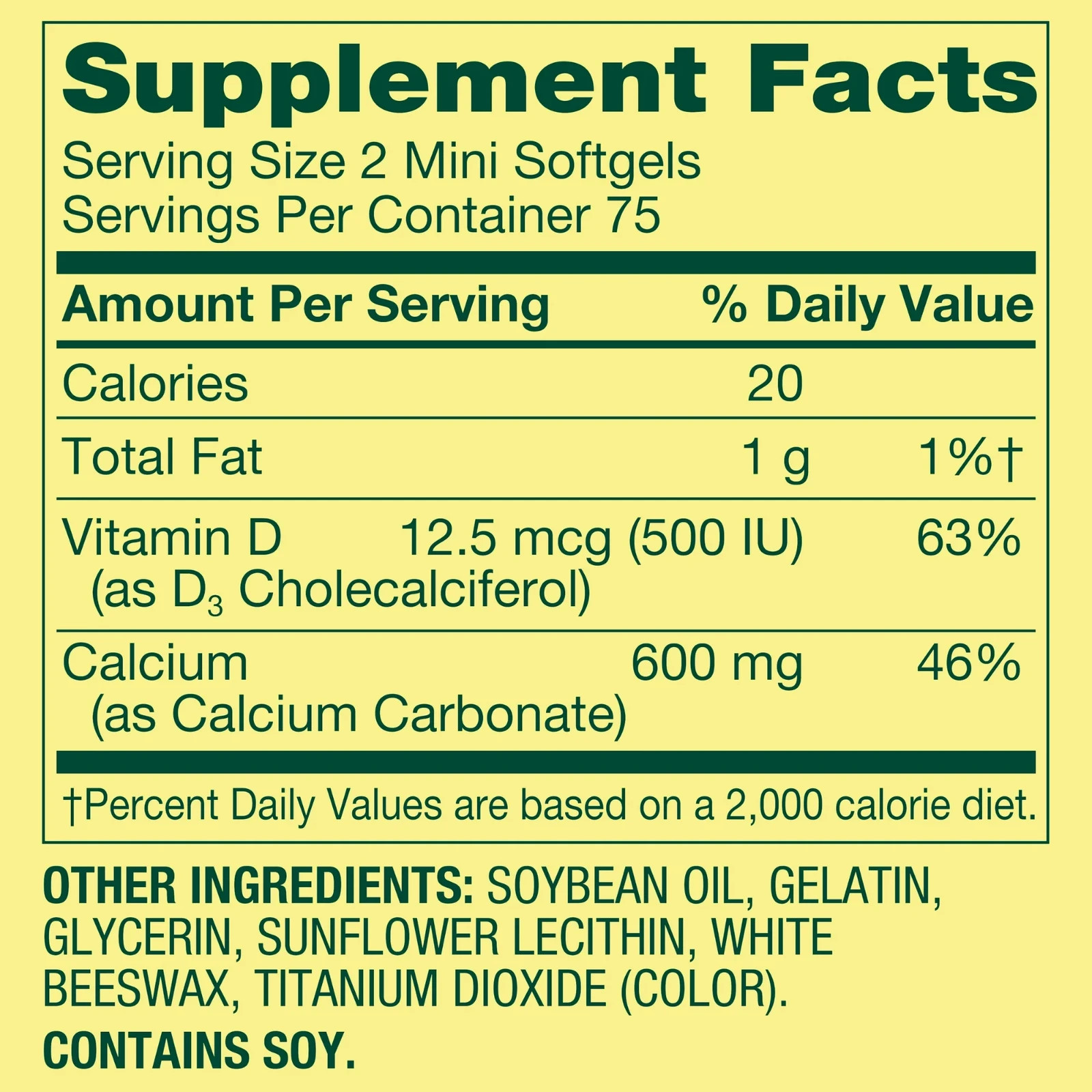 Spring Valley Calcium Plus Vitamin D3 Dietary Supplement 150 Mini Softgels