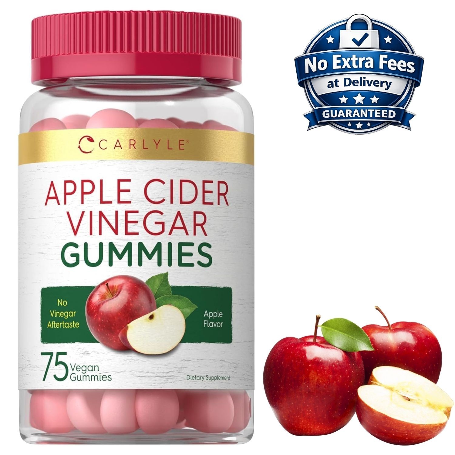 Apple Cider Vinegar Gummies 600mg 75 Count Apple Flavor No Vinegar Aftertaste