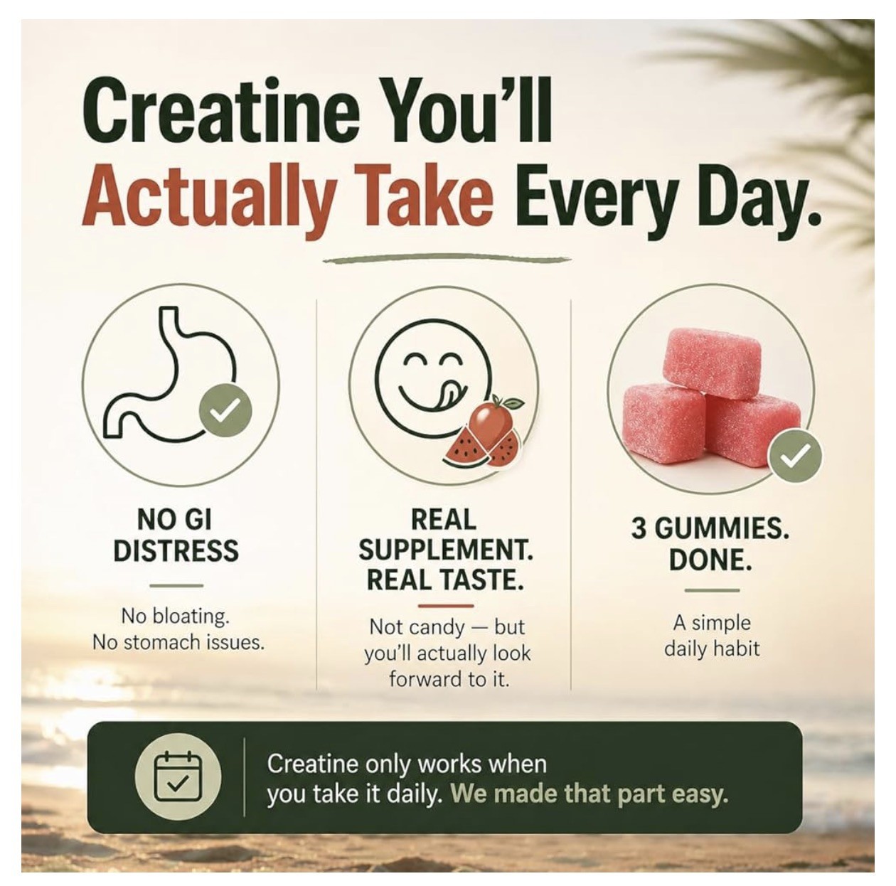 Cabana Nutrition Creatine Monohydrate Gummies – Sour Watermelon – 120 ct