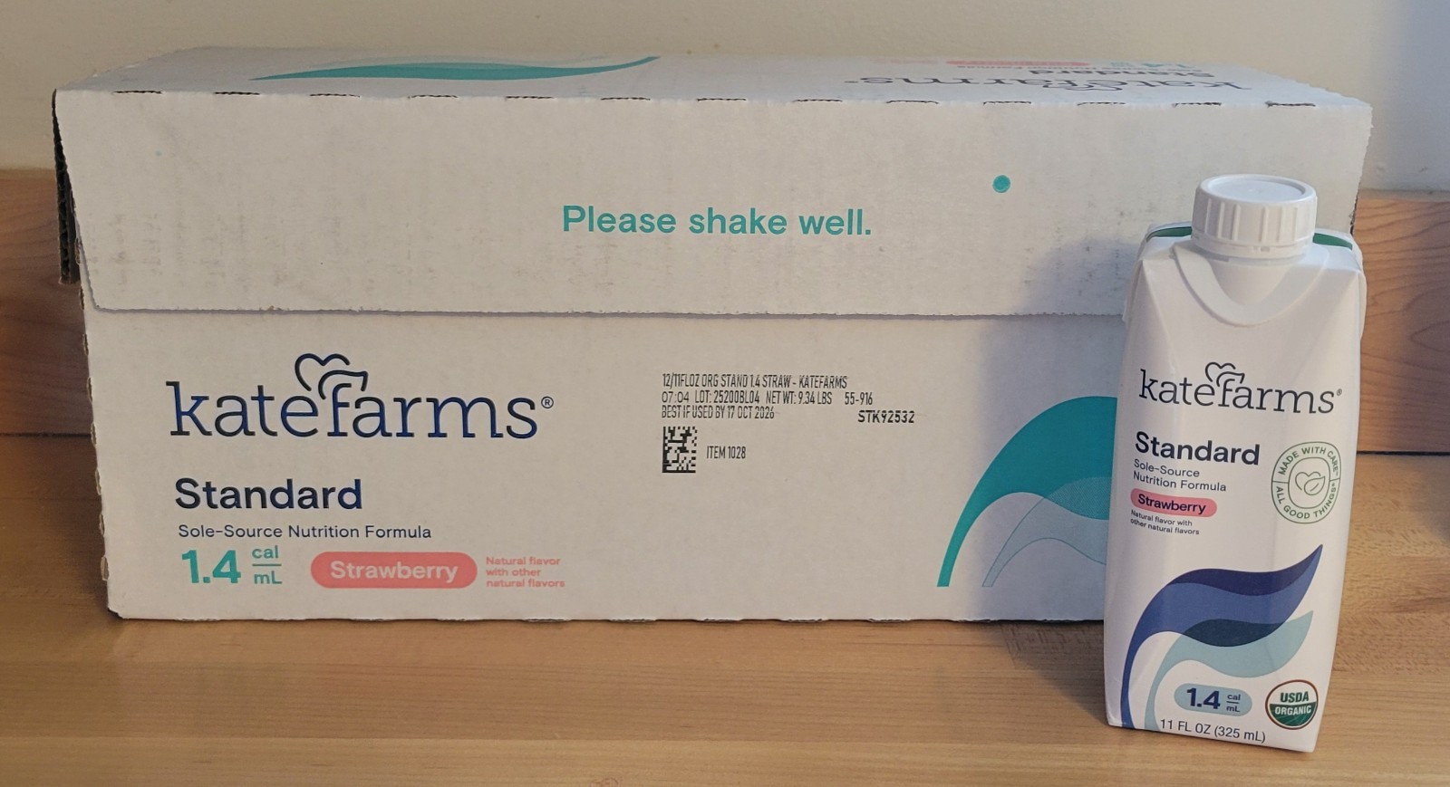 NEW Sealed Case of KATE FARMS Standard 1.4 STRAWBERRY Formula 12, 11 oz Cartons