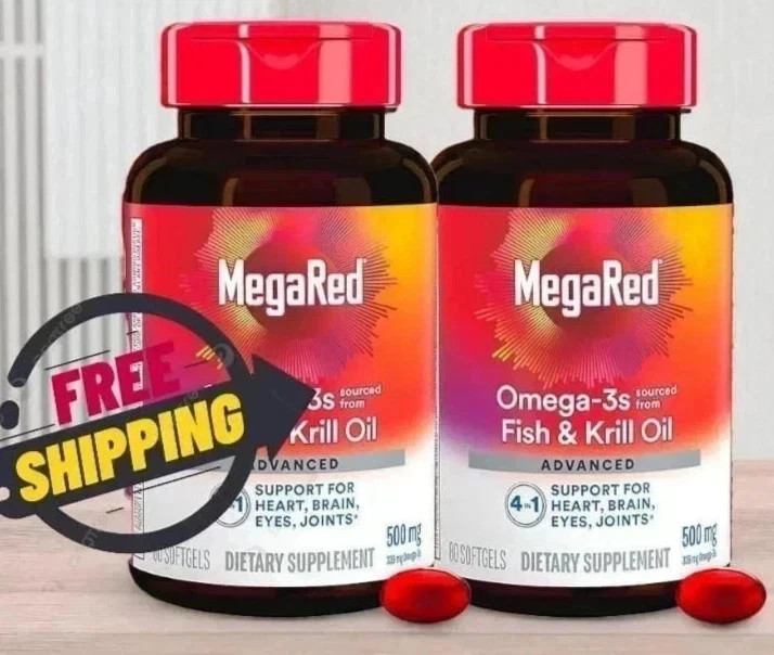 2 Pack – MegaRed Omega-3 Fish Oil + Krill Oil 500mg | 80 Softgel Each Best sale
