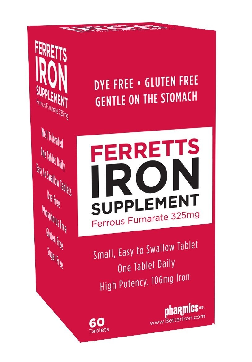 High Potency Iron Tablets 106mg – 60 Day Supply, Easy on Stomach, Anemia Support