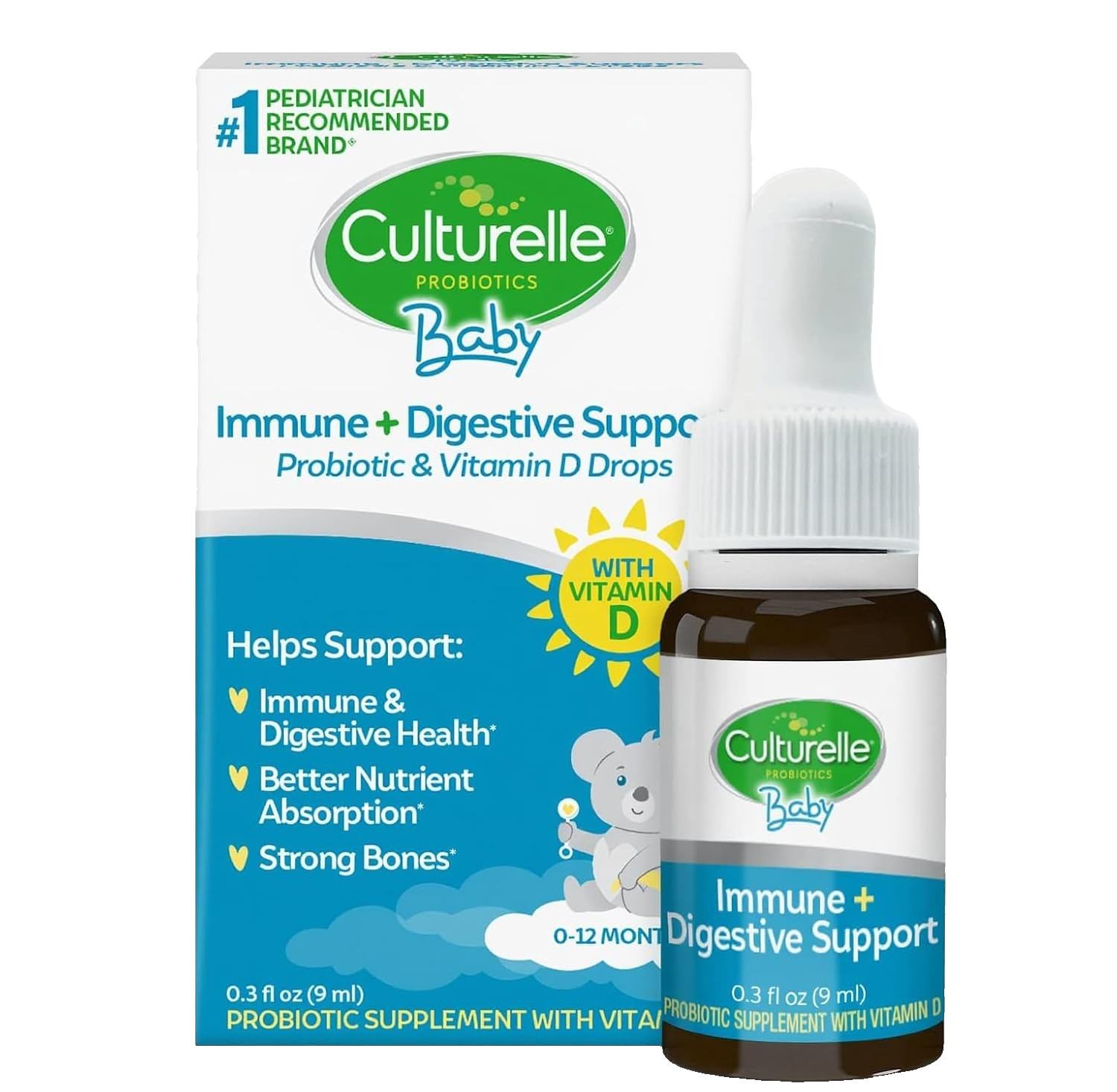 Culturelle Baby Probiotic Drops + Vitamin D Immune & Digestive Support, 0.3 oz