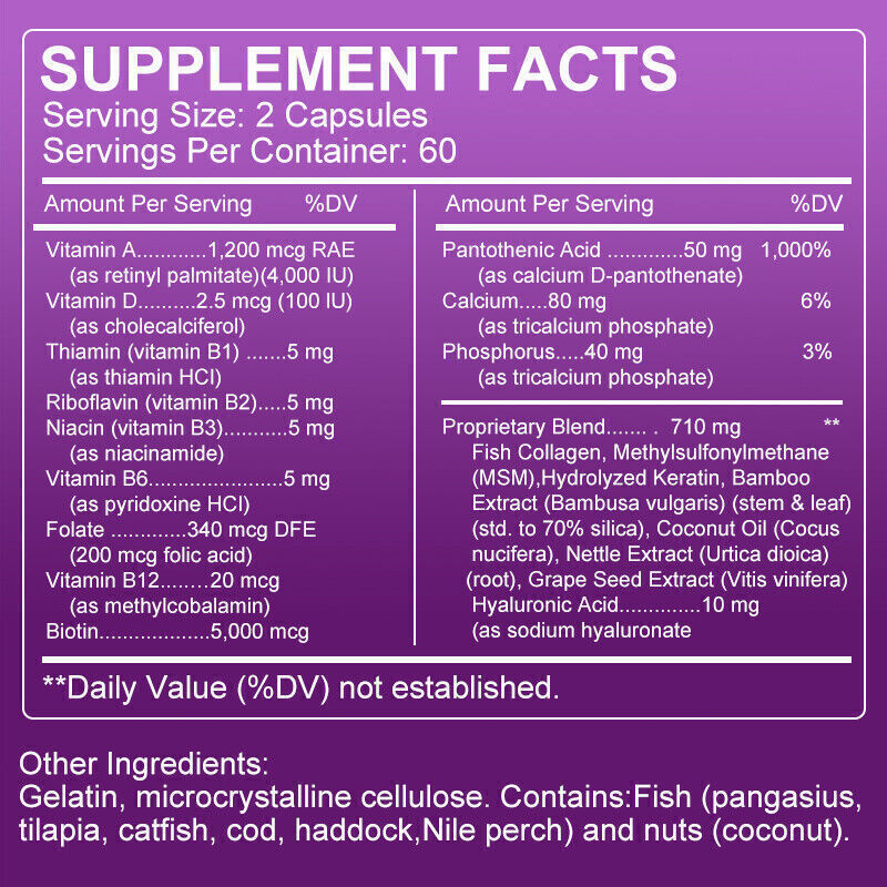 3X120pcs Biotin Collagen Capsules 25000mcg Hair,Skin,Nails,Bones,Joints Vitamins