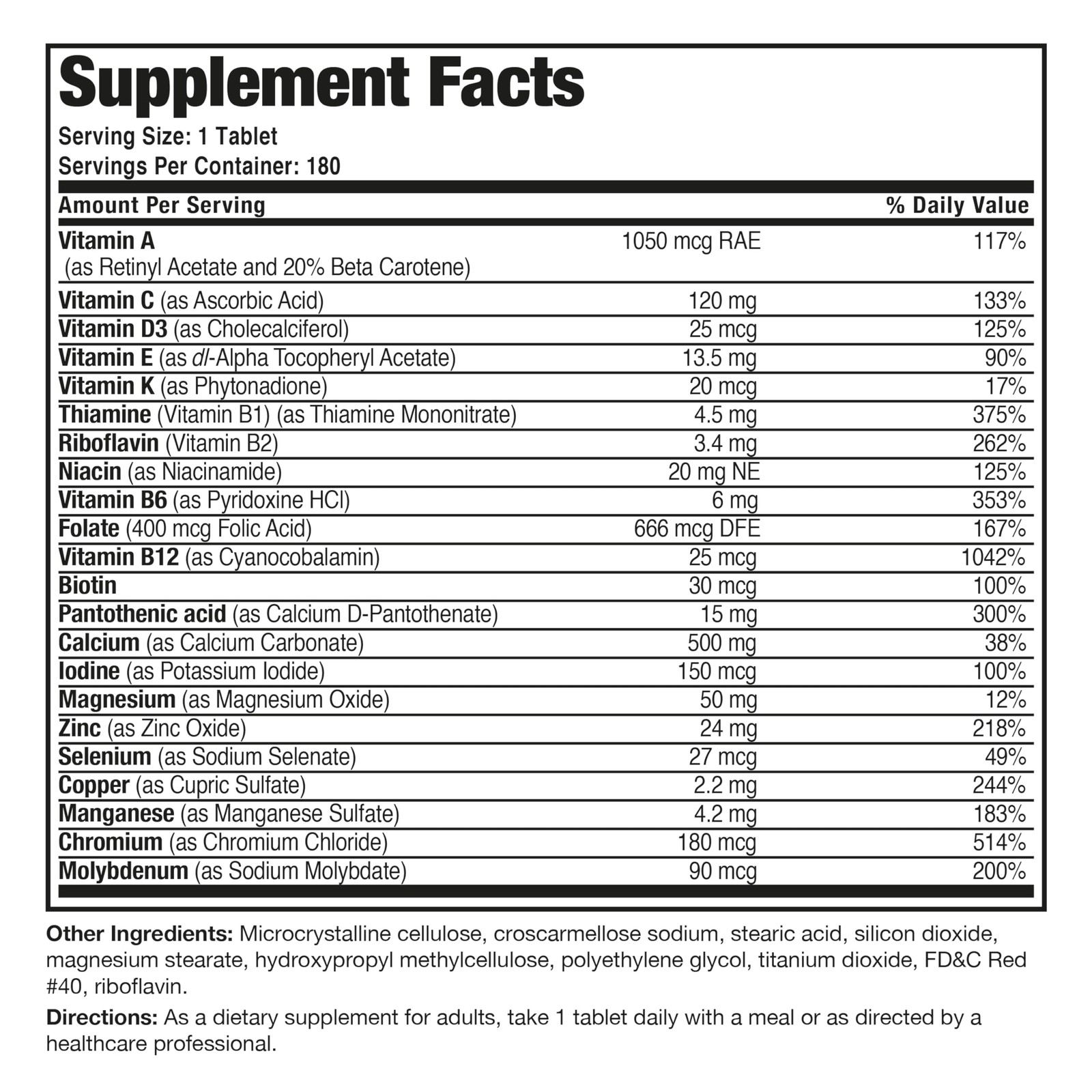 Bronson ONE Daily Women’s 50+ Complete Multivitamin 180 Count (Pack of 1)