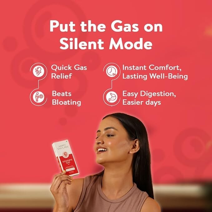 VELBIOM Happy Cultures Goodbye Gas All Types Of Gas Relief, 60 Chewables.