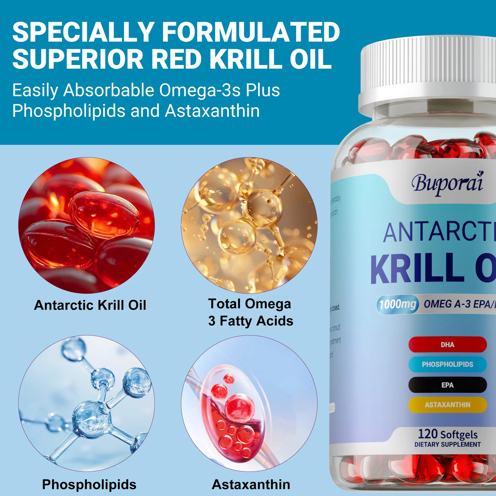 Antarctic Krill Oil 240pcs – Supports Healthy Joints,Brain,Heart& Blood Pressure