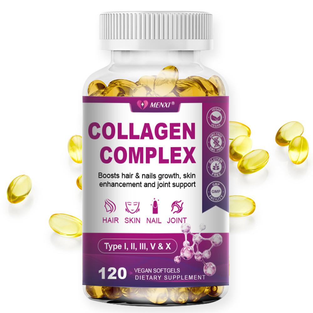 Collagen Peptides Hydrolyzed Anti-Aging (Types I,II,III,V,X) 120/240/480 Capsule