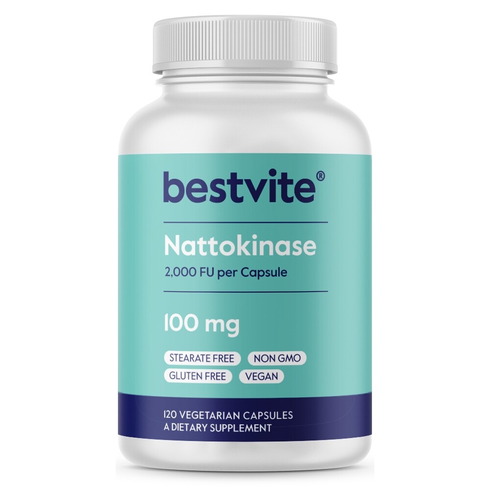 Nattokinase 100mg (2000 FU)(120 Vegetarian Capsules)-No Stearates